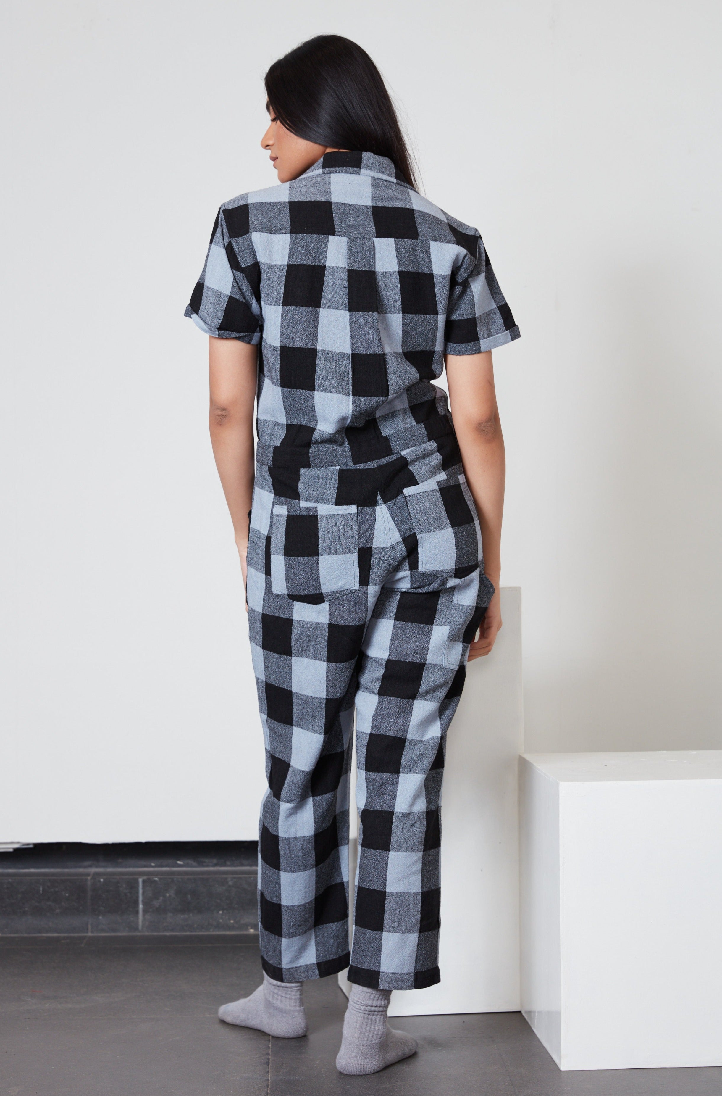 RAY JUMPSUIT | CYAN CHEX