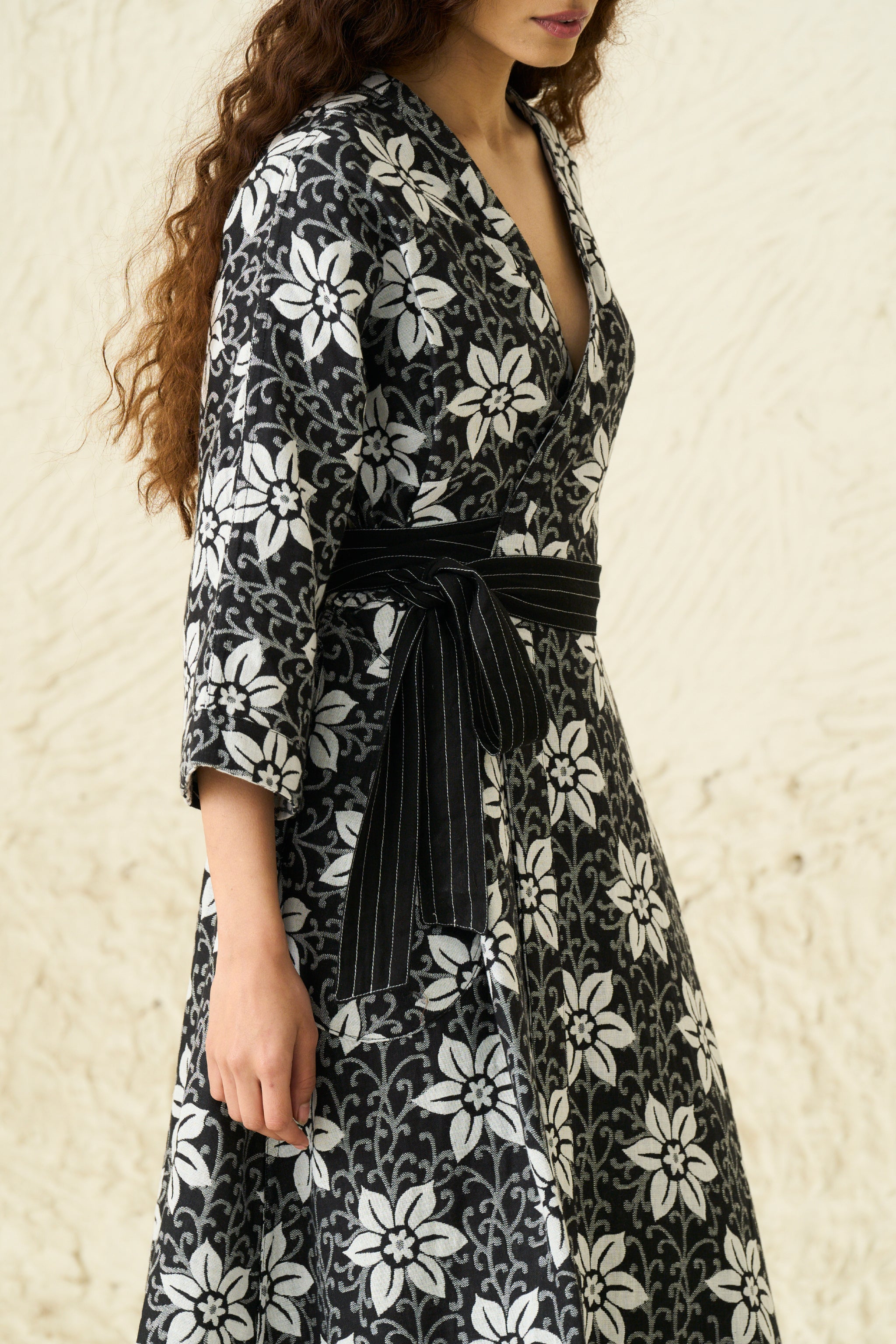 NOVA WRAP DRESS | NIGHT JASMINE JACQUARD