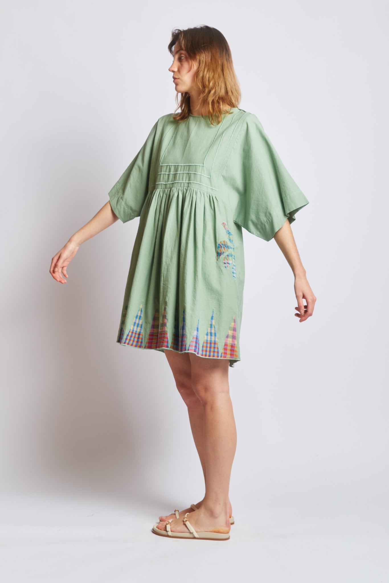 BAZAAR DRESS | SAGE APPLIQUE