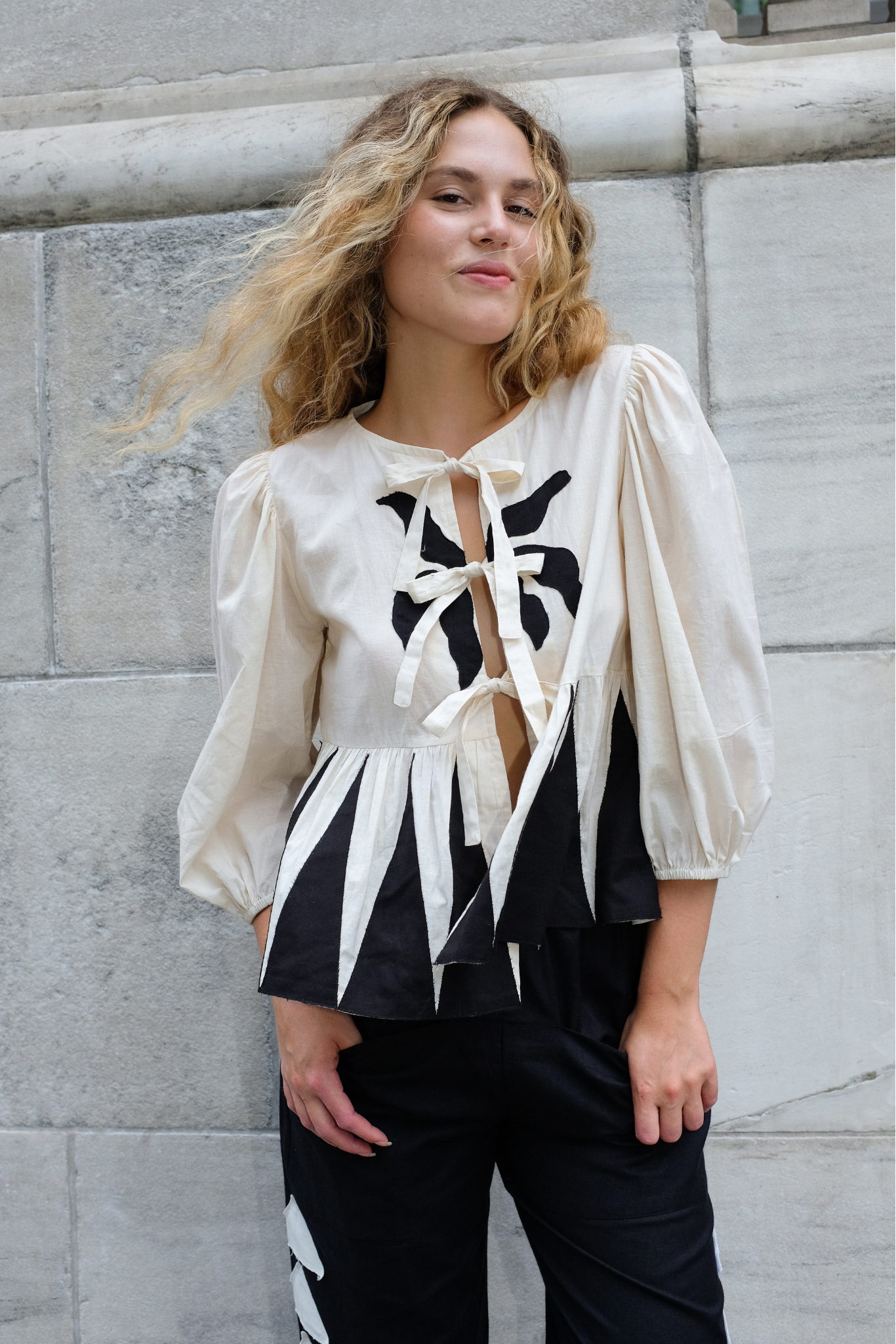 AMIRA TOP | BLACK APPLIQUE X CREAM – Rujuta Sheth AMIRA TOP | BLACK APPLIQUE X CREAM – Rujuta Sheth