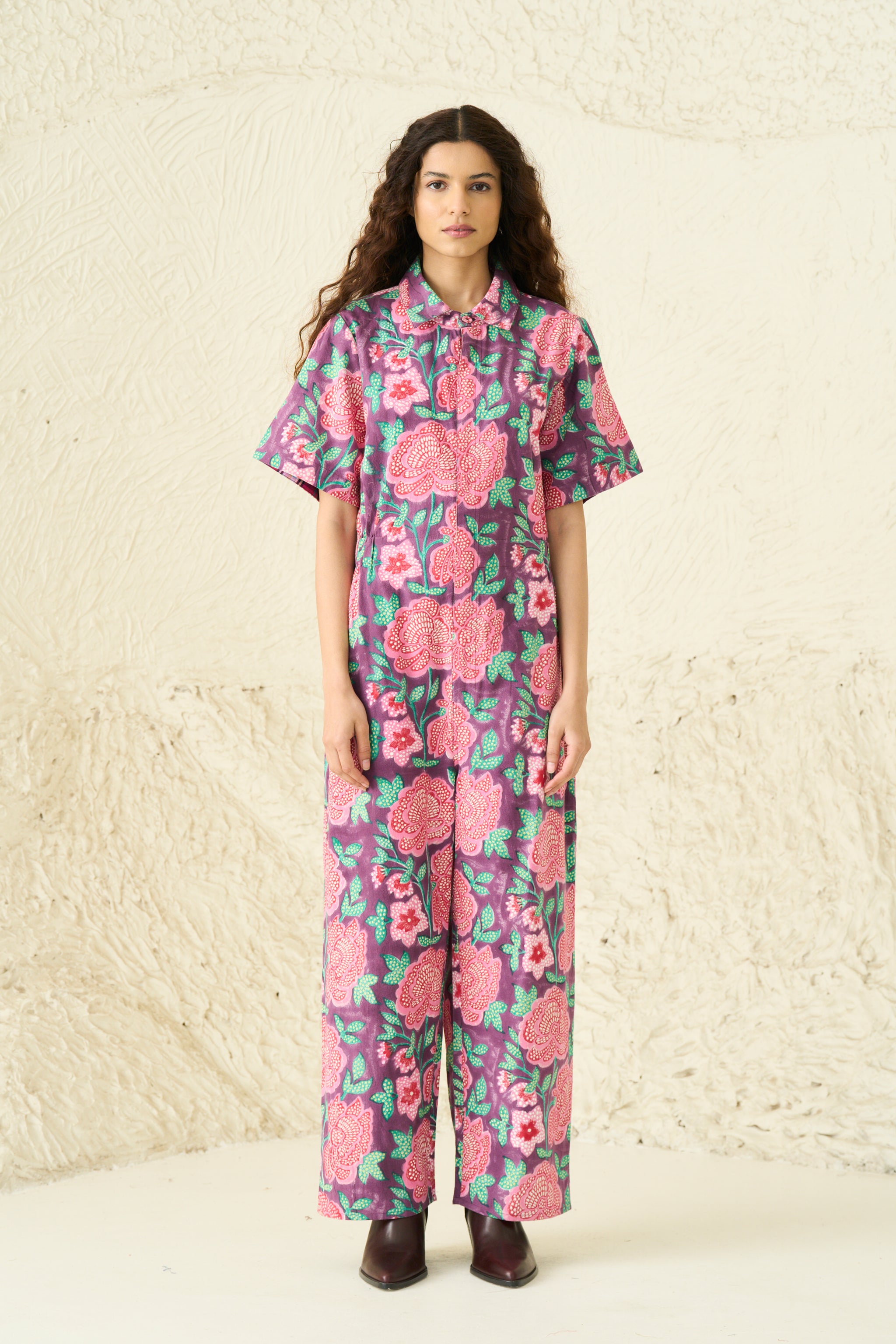 SKATER JUMPSUIT | ROSETTE PLUM