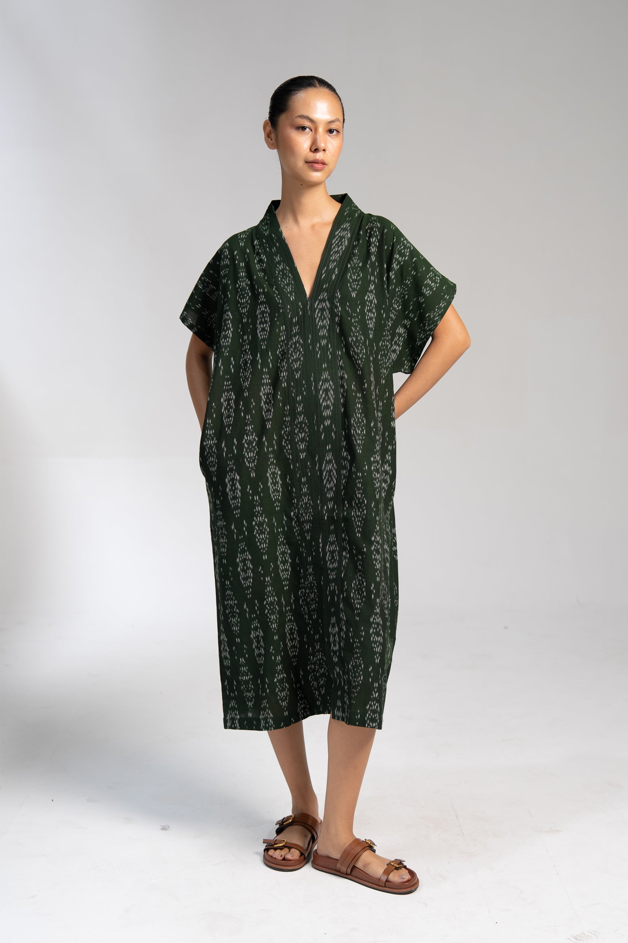 NAYA KAFTAN DRESS | FOREST IKAT