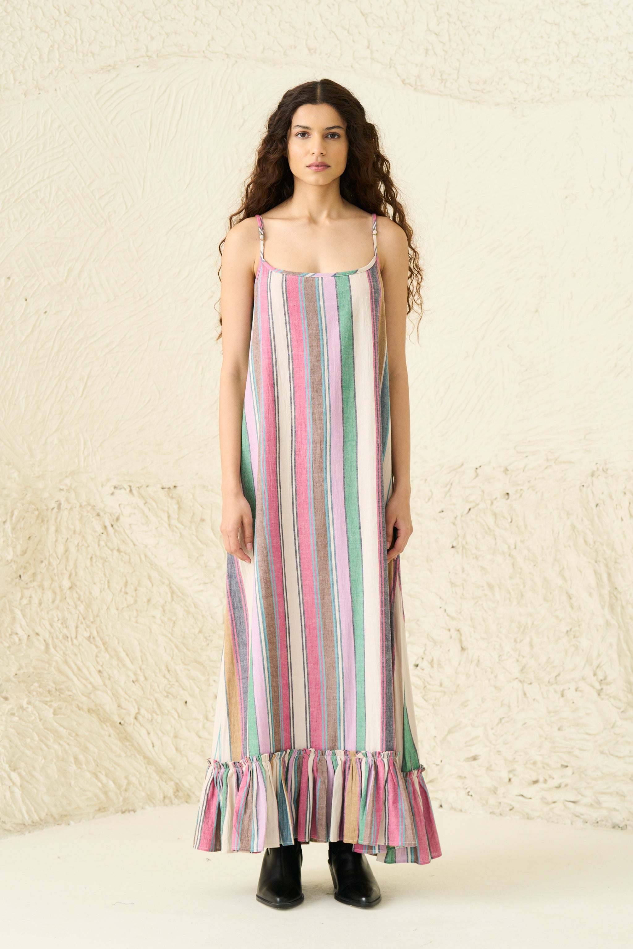 ZIYA DRES | ROSETTE PLUM X JUNO STRIPE
