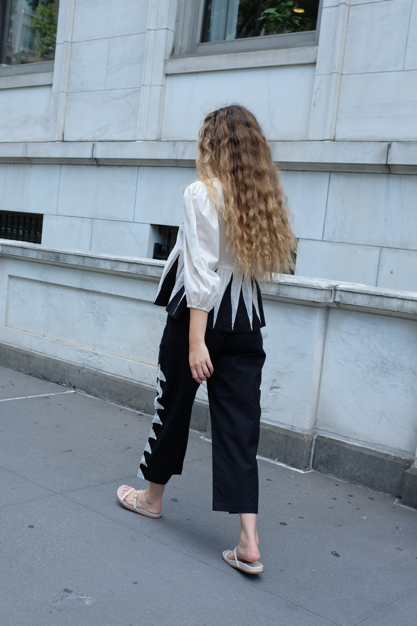 PHOEBE PANTS | BLACK APPLIQUE X CREAM