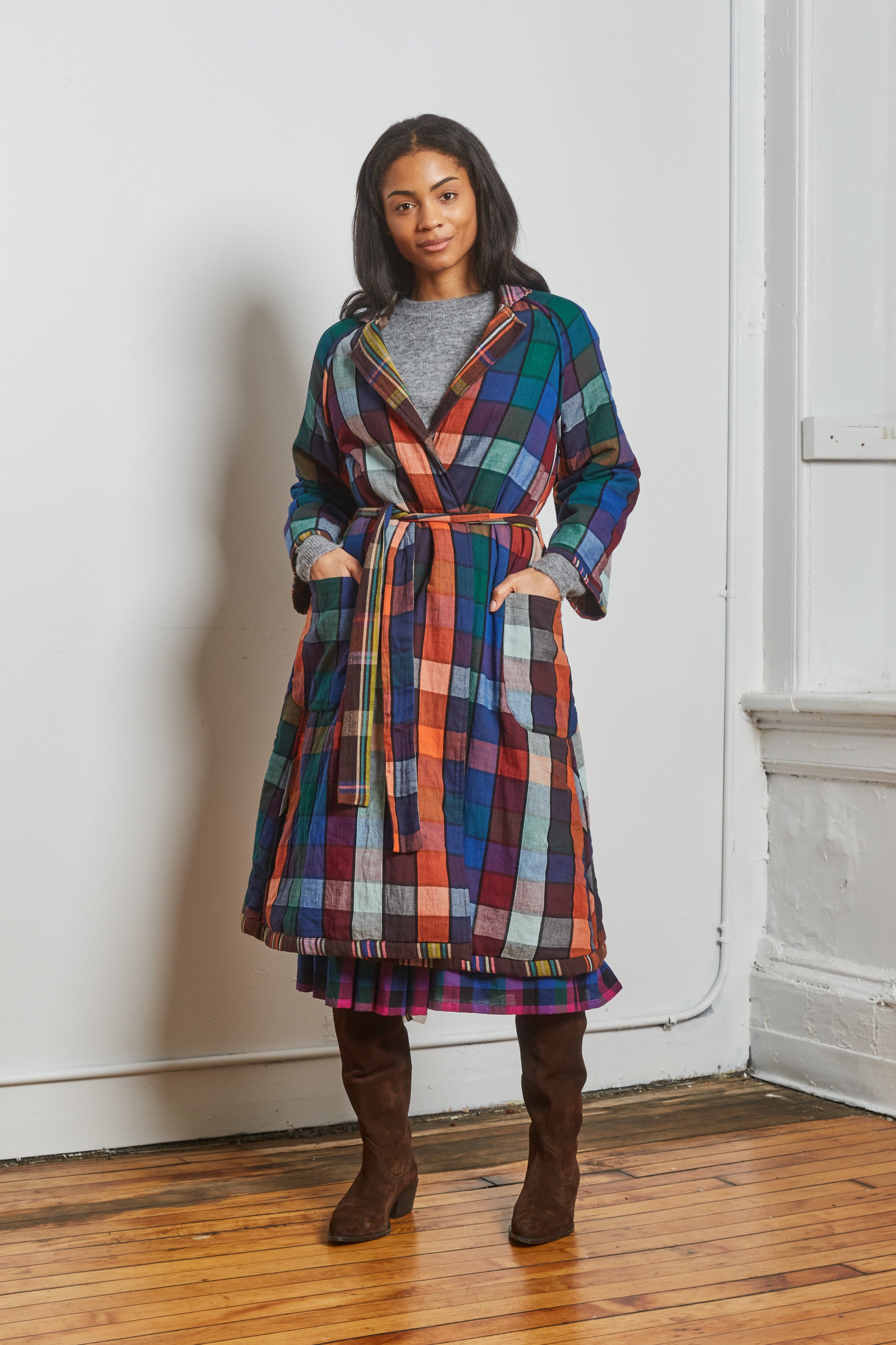 CHELSEA REVERSIBLE COAT | MOCHA CHEX X MOSAIC CHEX