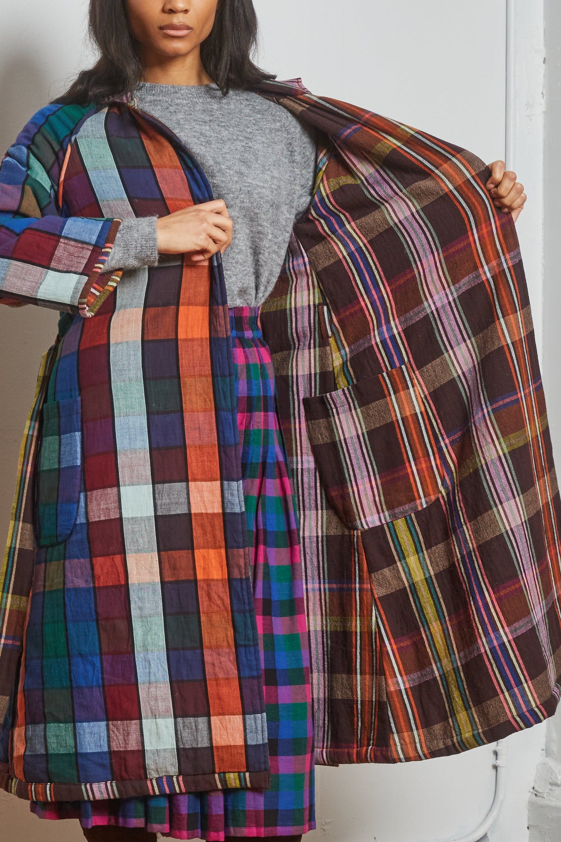 CHELSEA REVERSIBLE COAT | MOCHA CHEX X MOSAIC CHEX