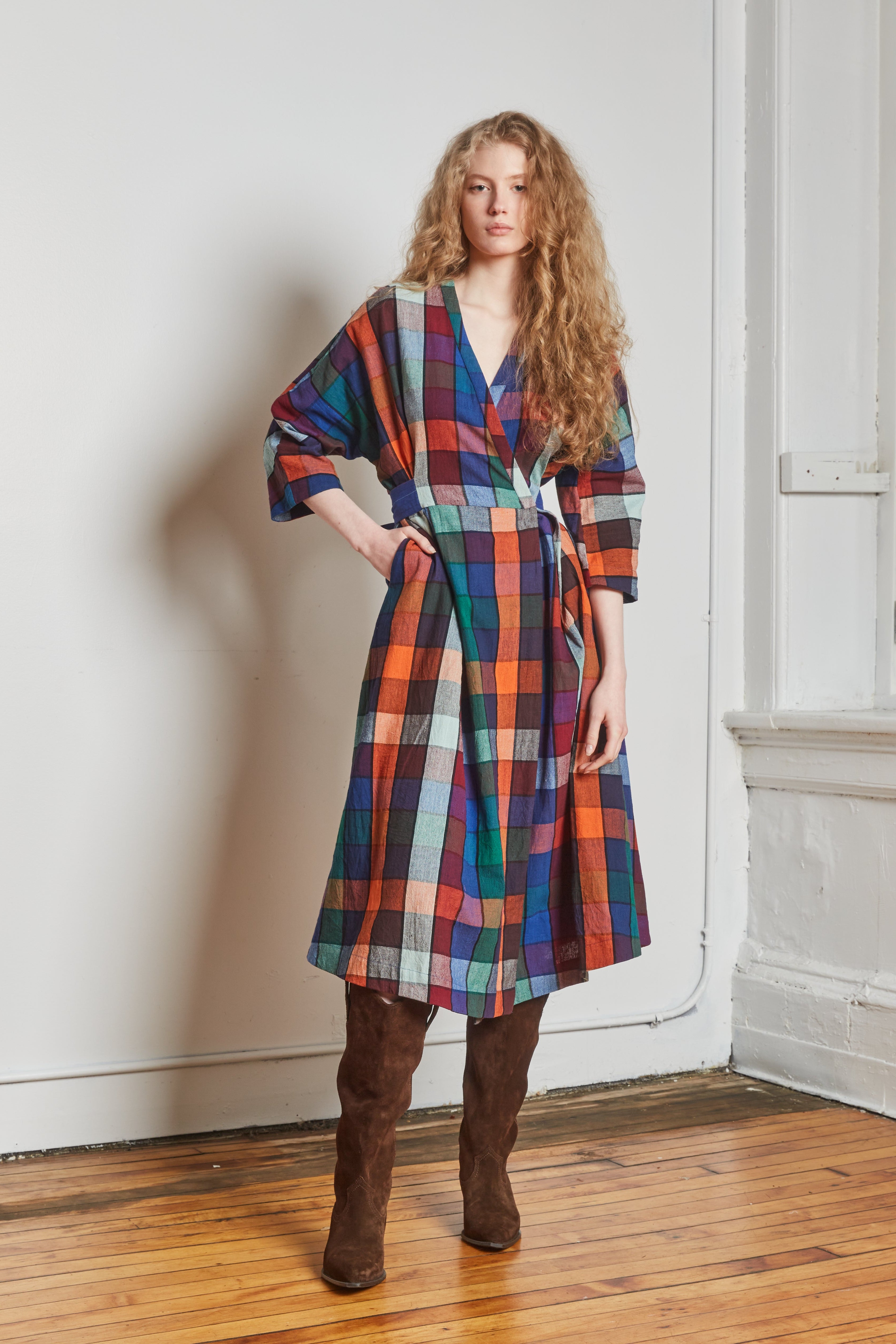 NOVA WRAP DRESS | MOSAIC CHEX