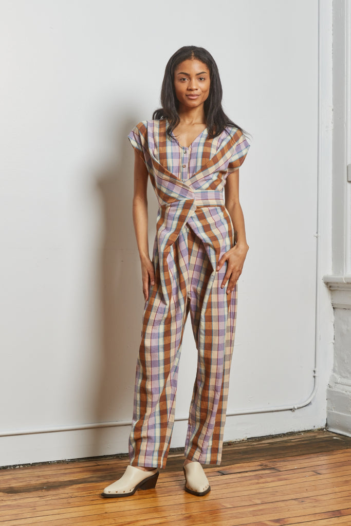 BUY VENUS WRAP JUMPER | CHESTNUT CHEX – Rujuta Sheth