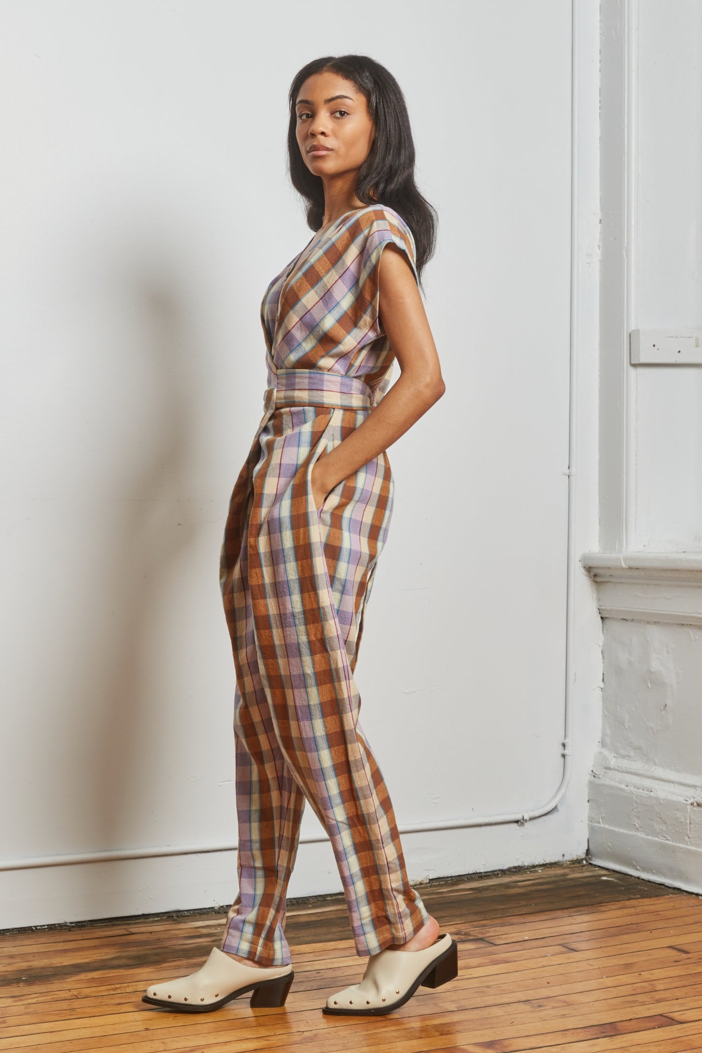 VENUS WRAP JUMPER | CHESTNUT CHEX