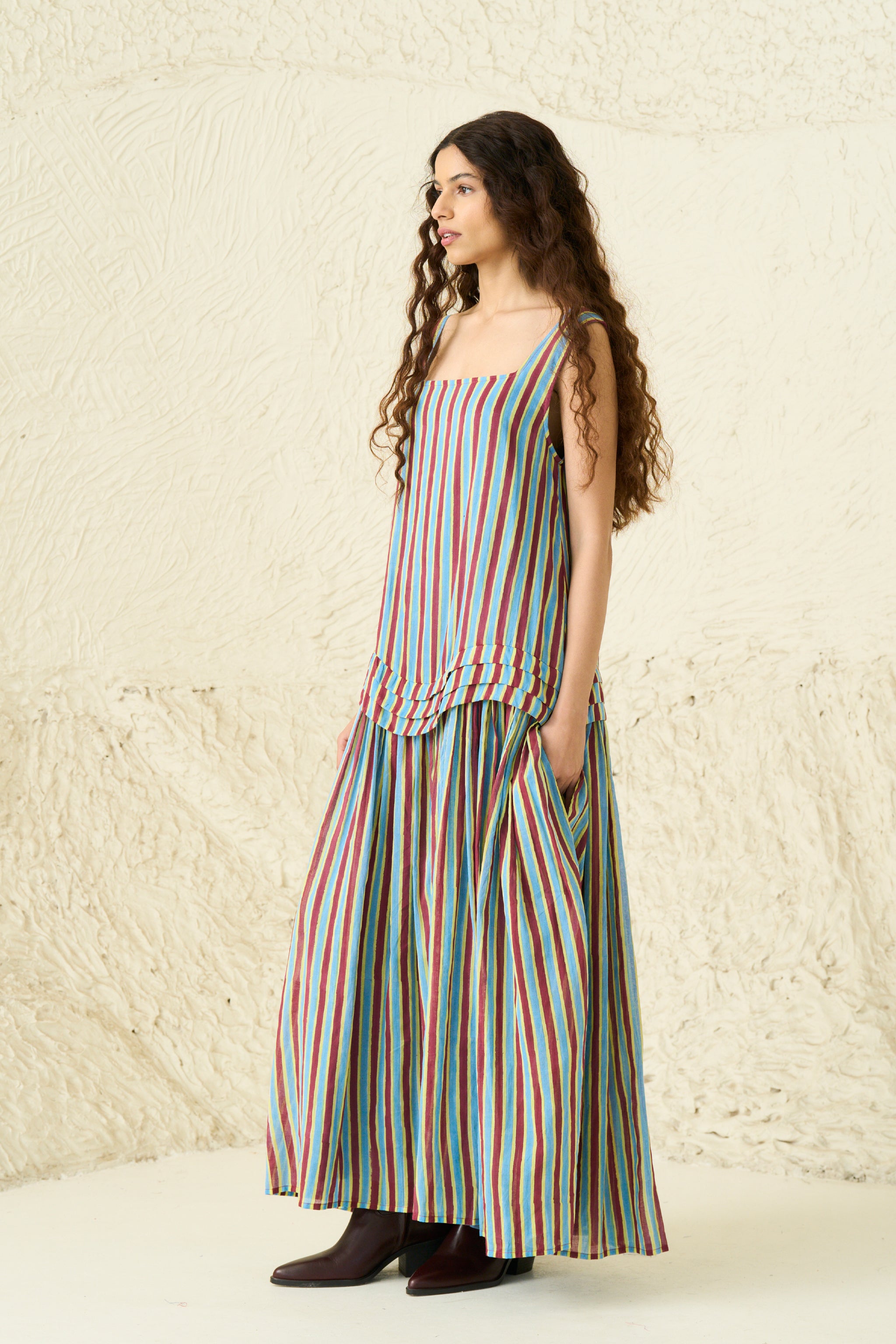 AMY DRESS | IRIS STRIPE LIME