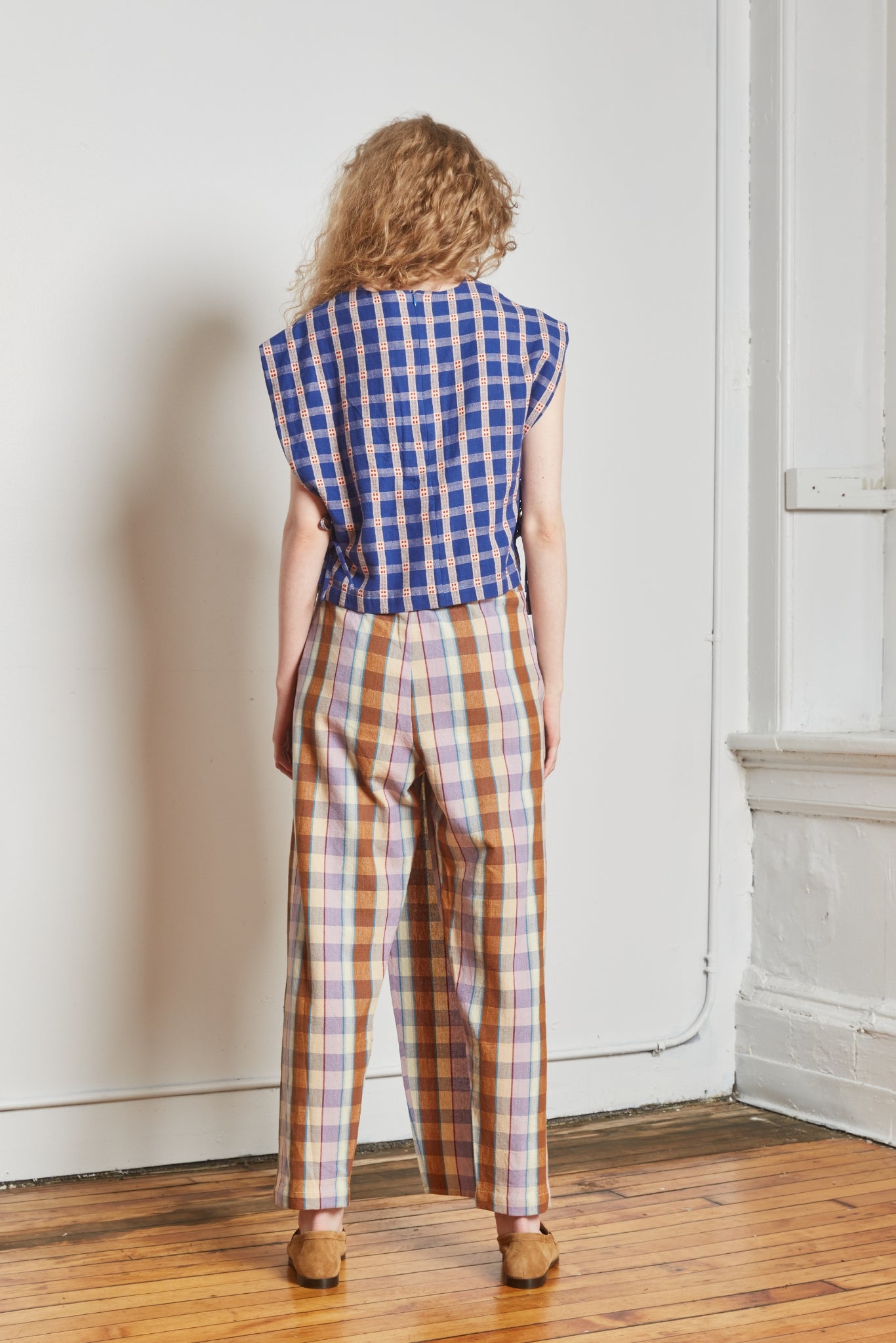 HALF WRAP PANT | CHESTNUT CHEX