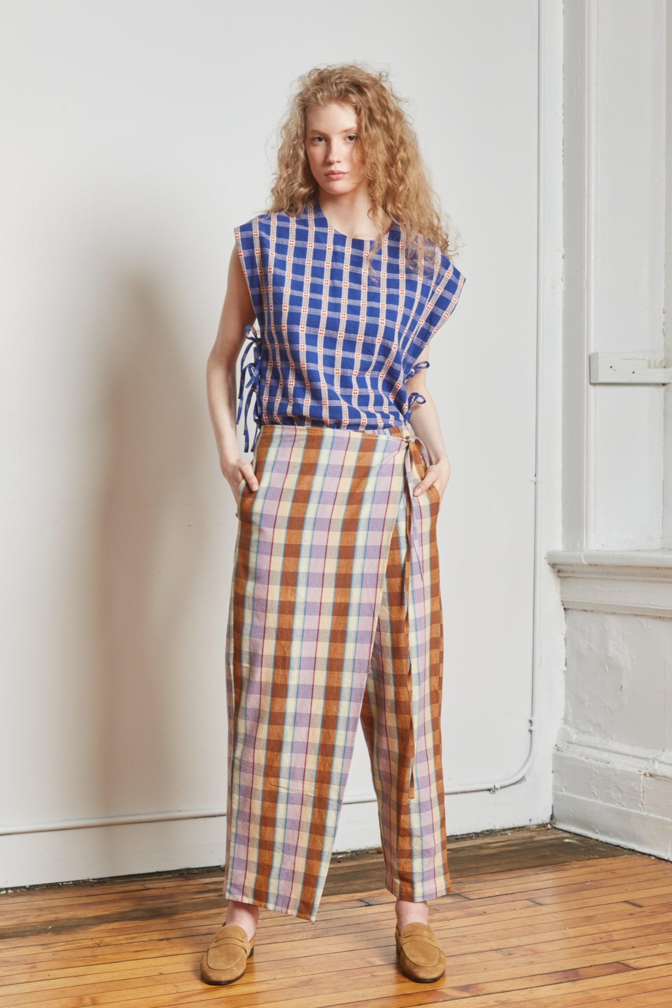HALF WRAP PANT | CHESTNUT CHEX