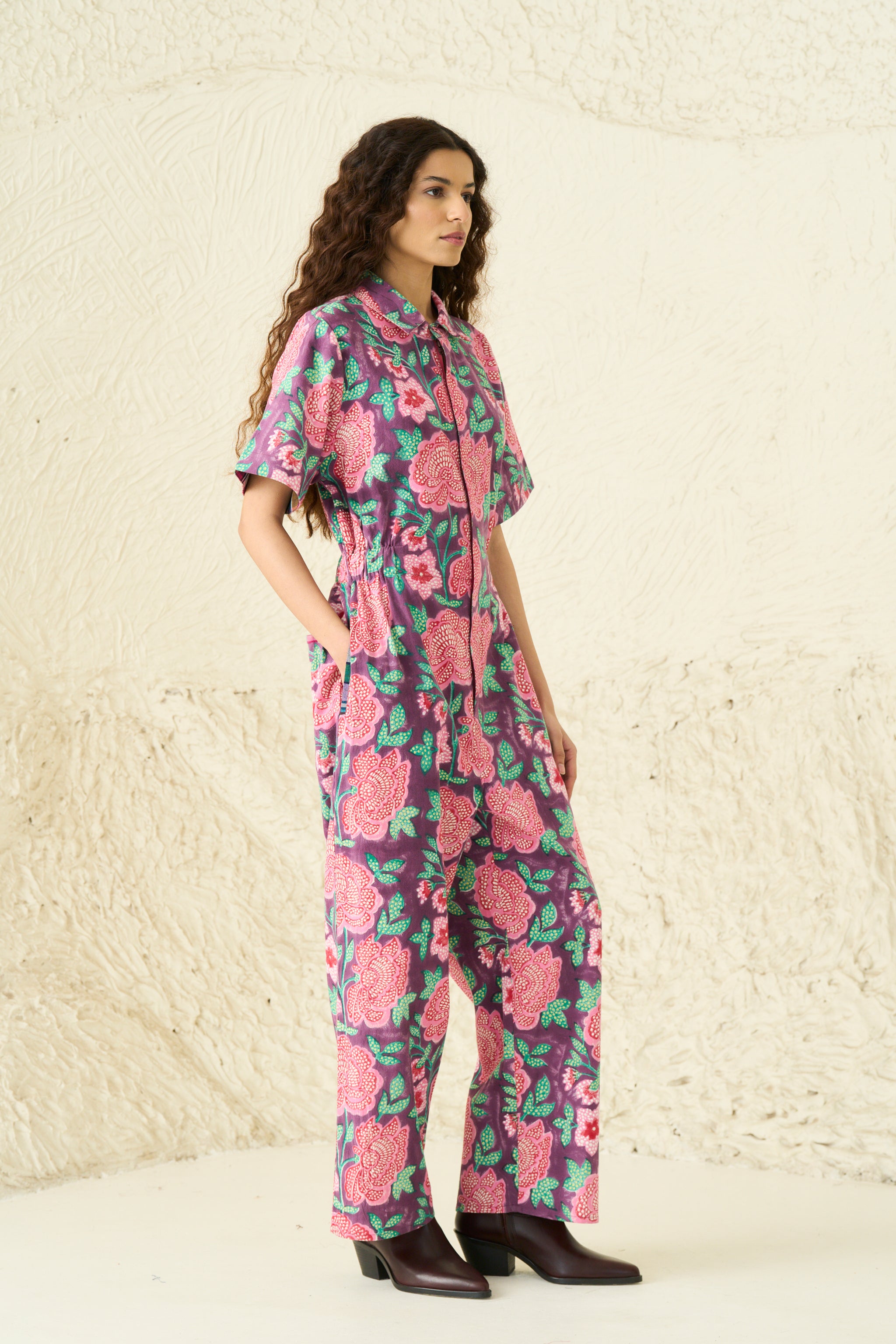 SKATER JUMPSUIT | ROSETTE PLUM
