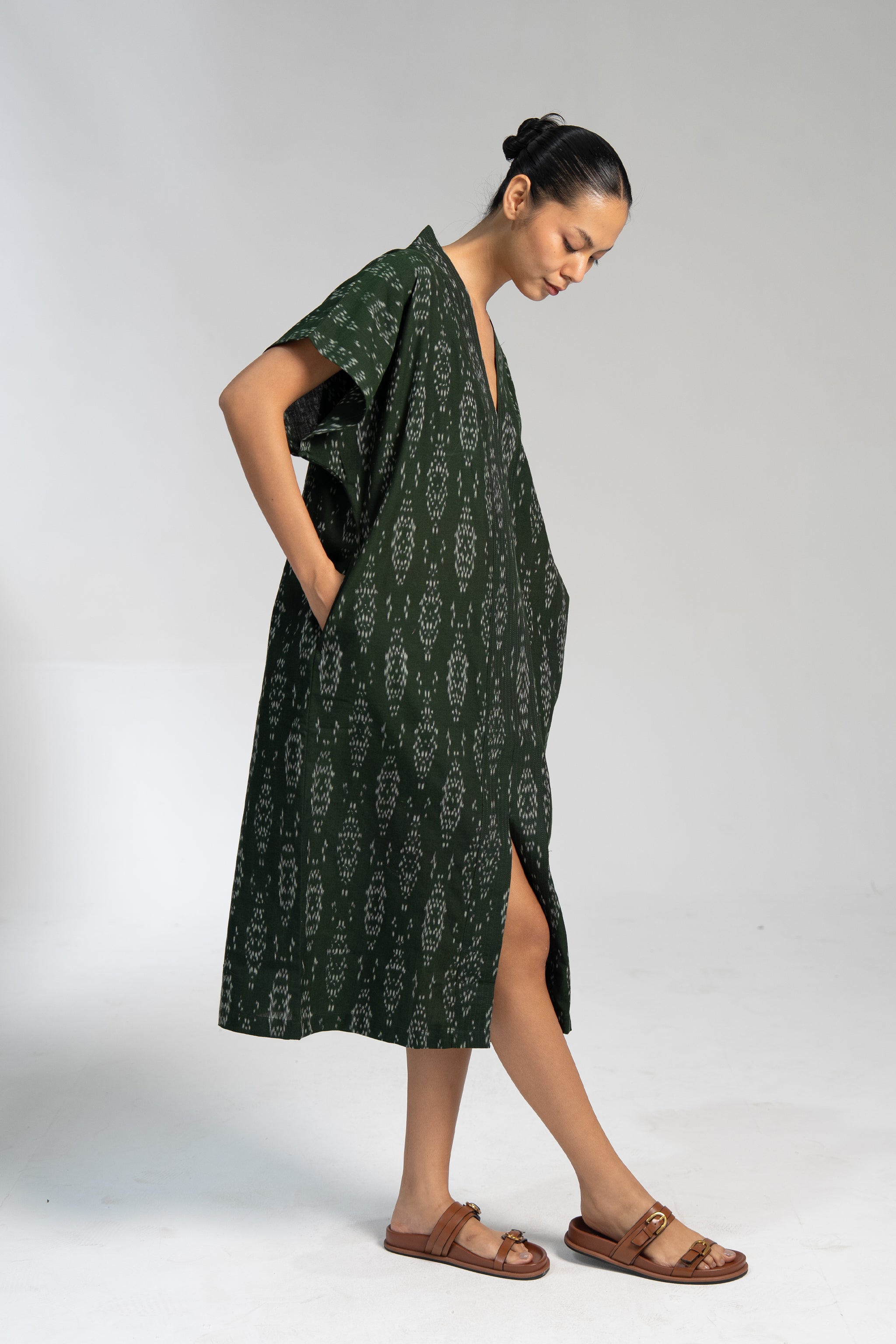 NAYA KAFTAN DRESS | FOREST IKAT