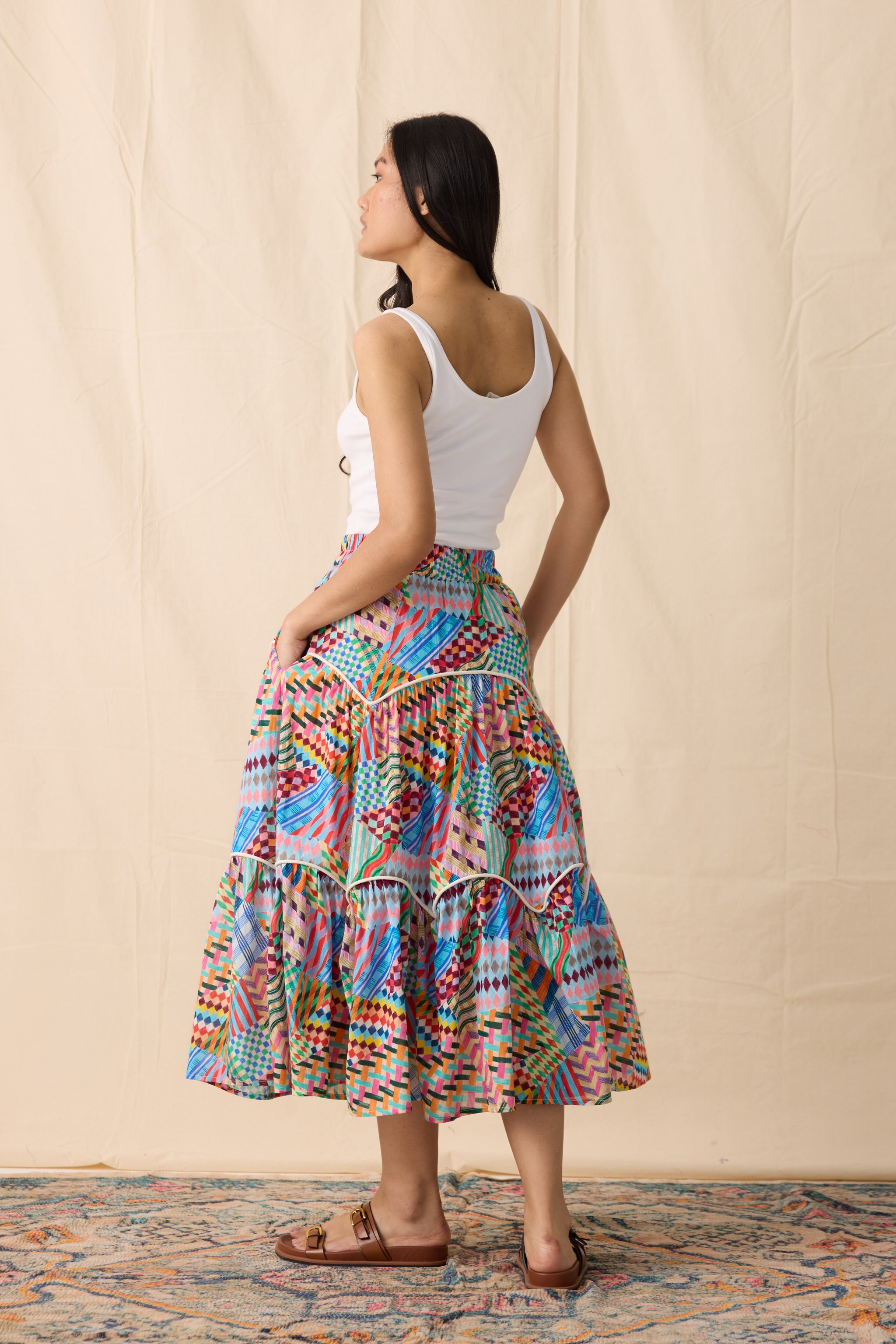 MOSS SKIRT | PATCHWORK PRINT