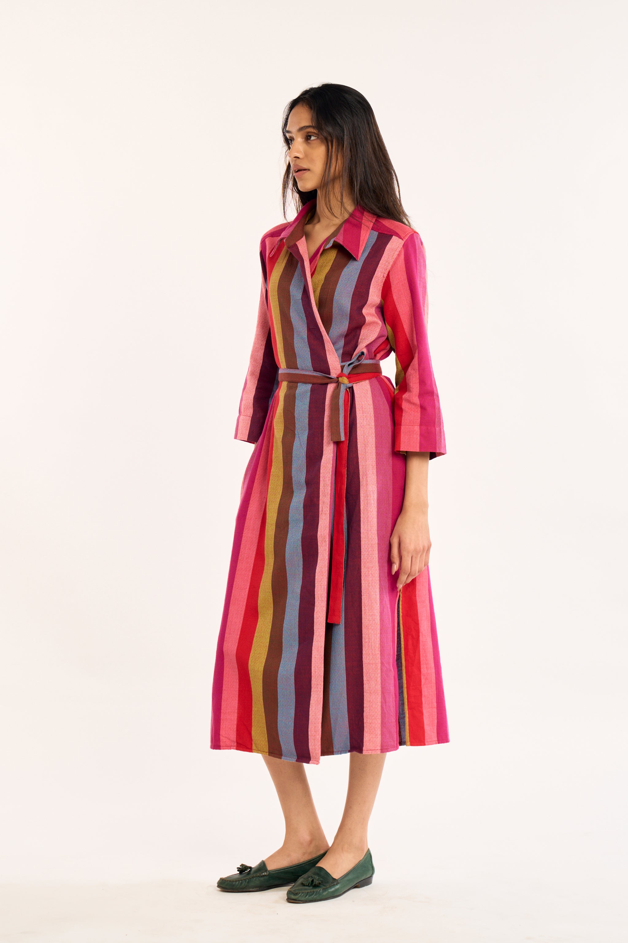 STELLA WRAP DRESS | MARGO	STRIPES