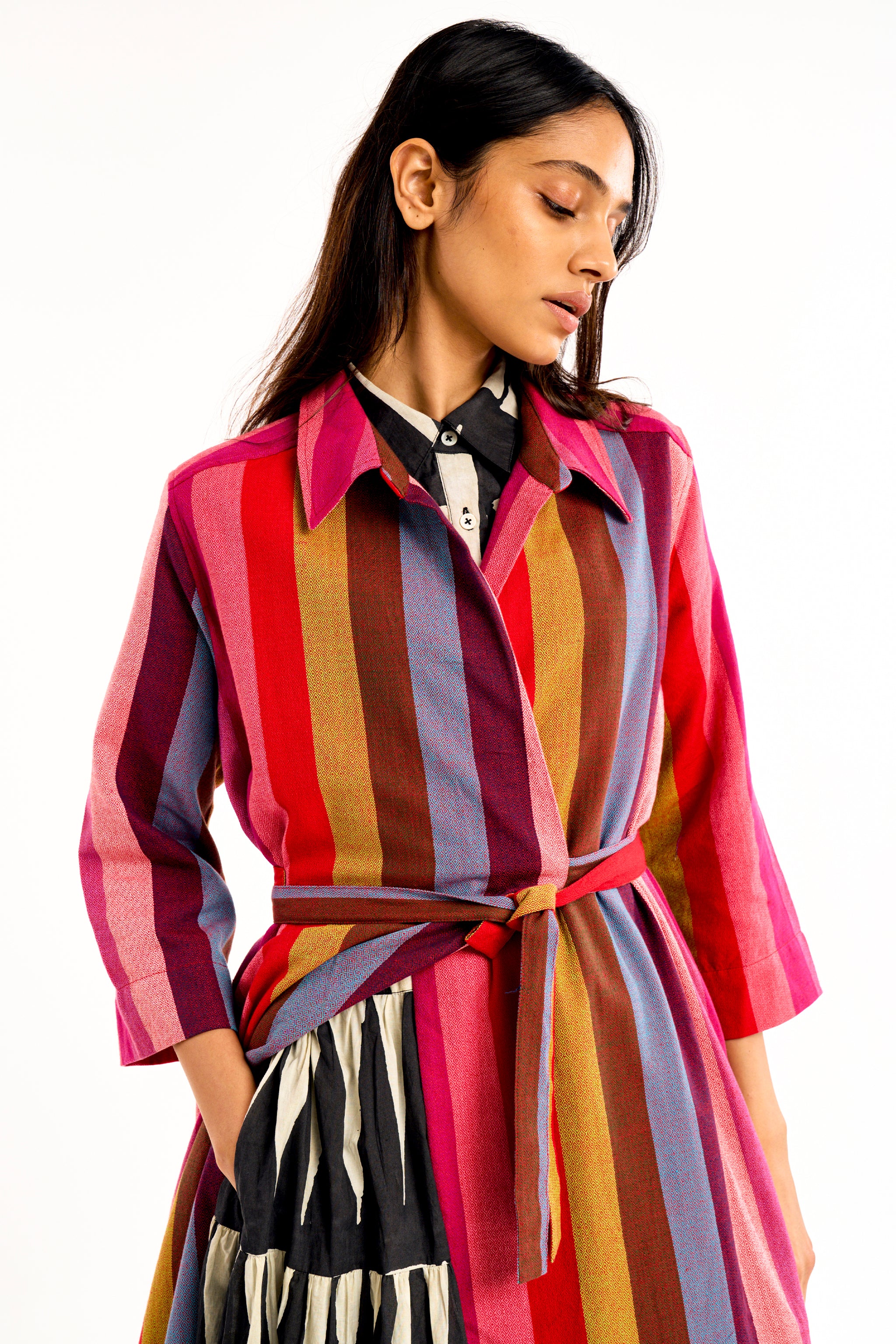 STELLA WRAP DRESS | MARGO	STRIPES