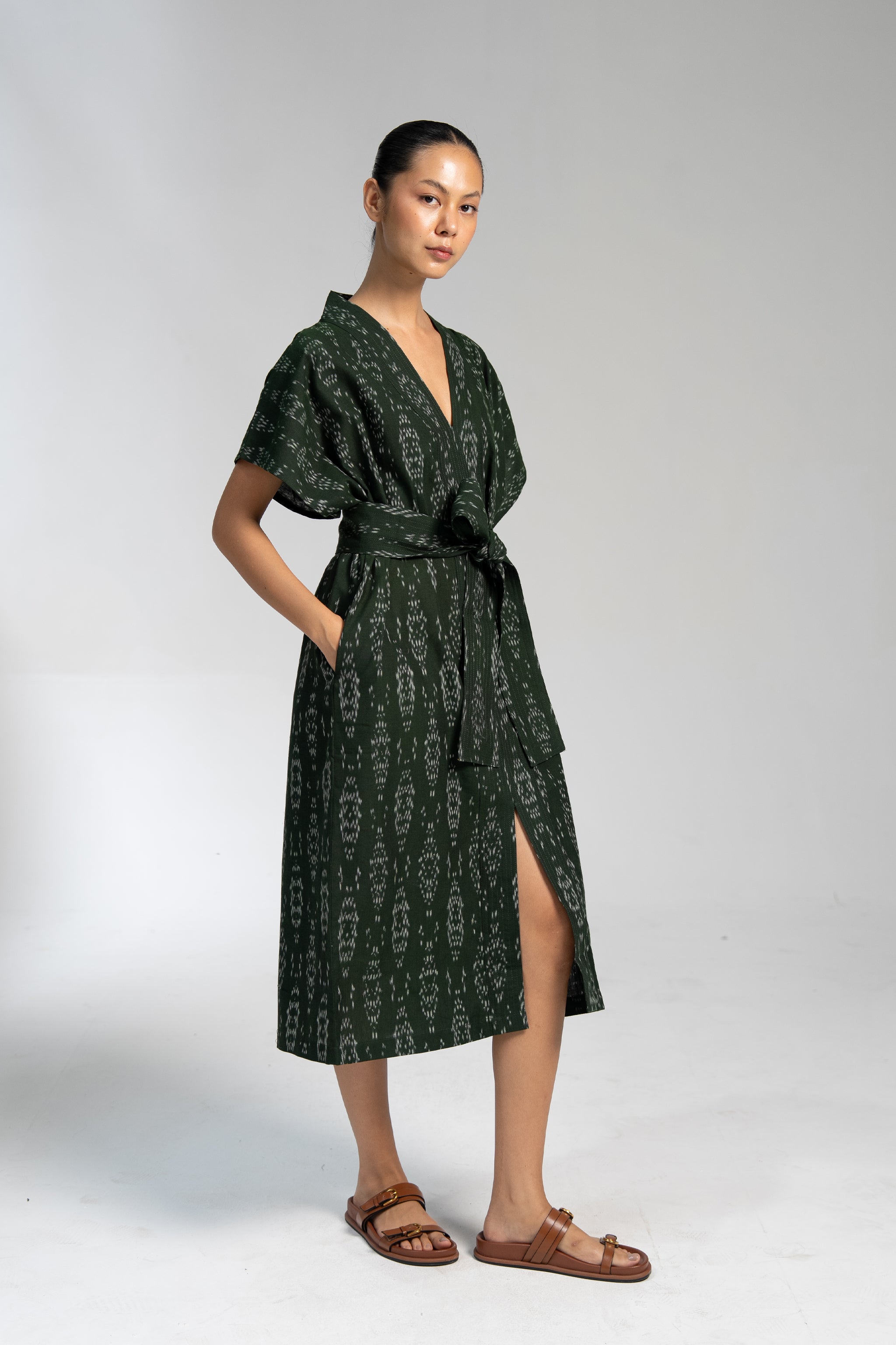 NAYA KAFTAN DRESS | FOREST IKAT