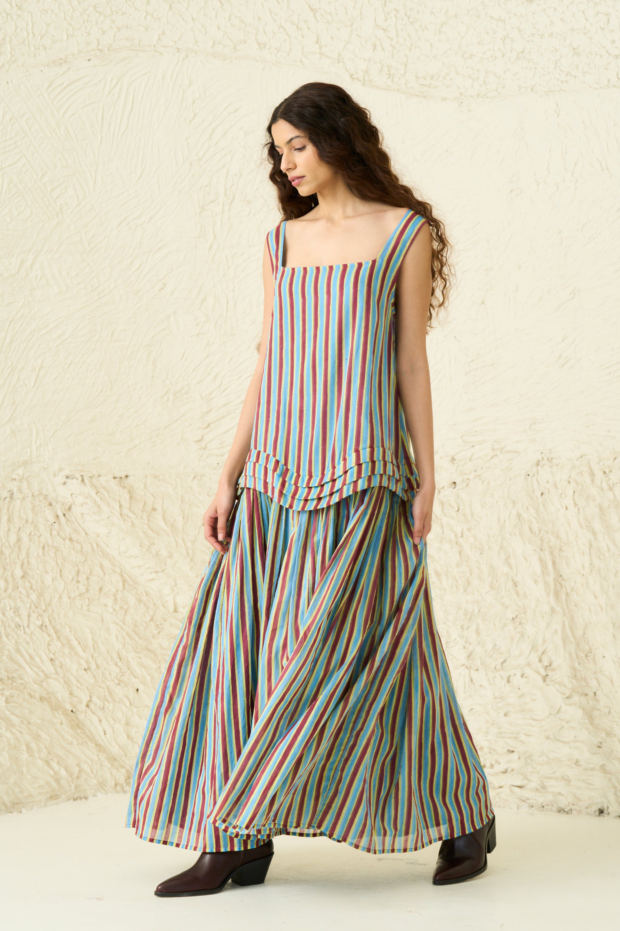 AMY DRESS | IRIS STRIPE LIME