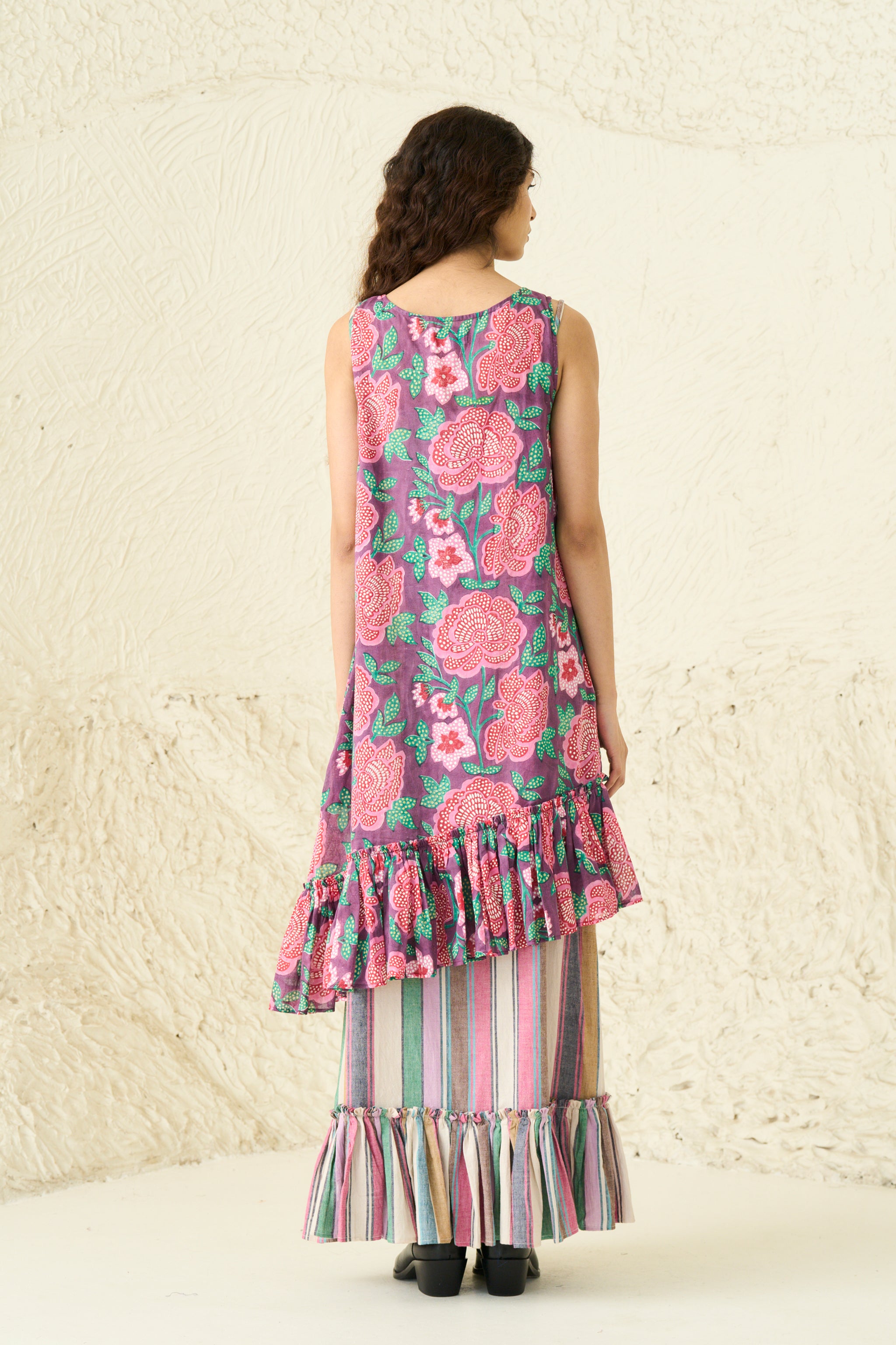 ZIYA DRES | ROSETTE PLUM X JUNO STRIPE