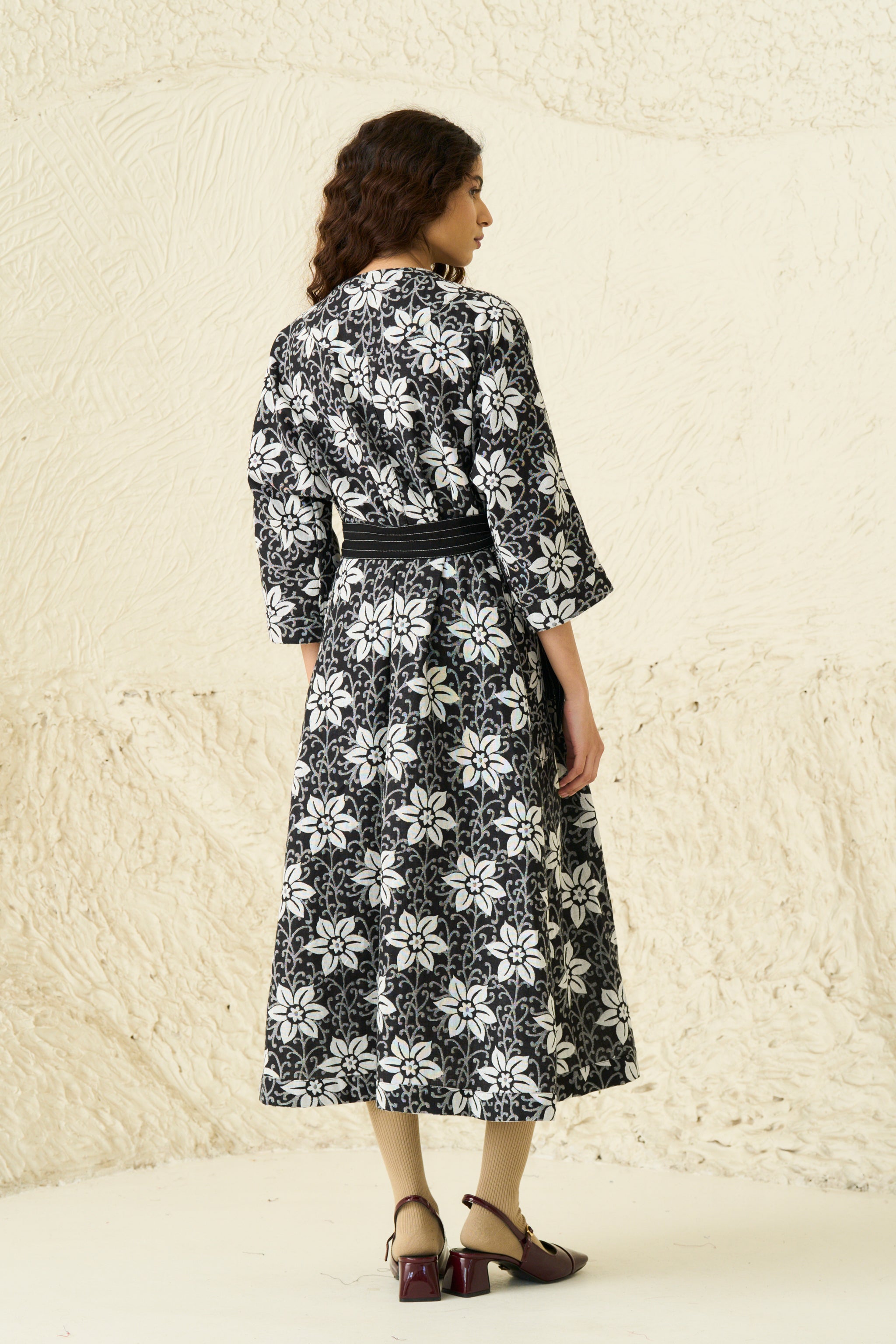 NOVA WRAP DRESS | NIGHT JASMINE JACQUARD