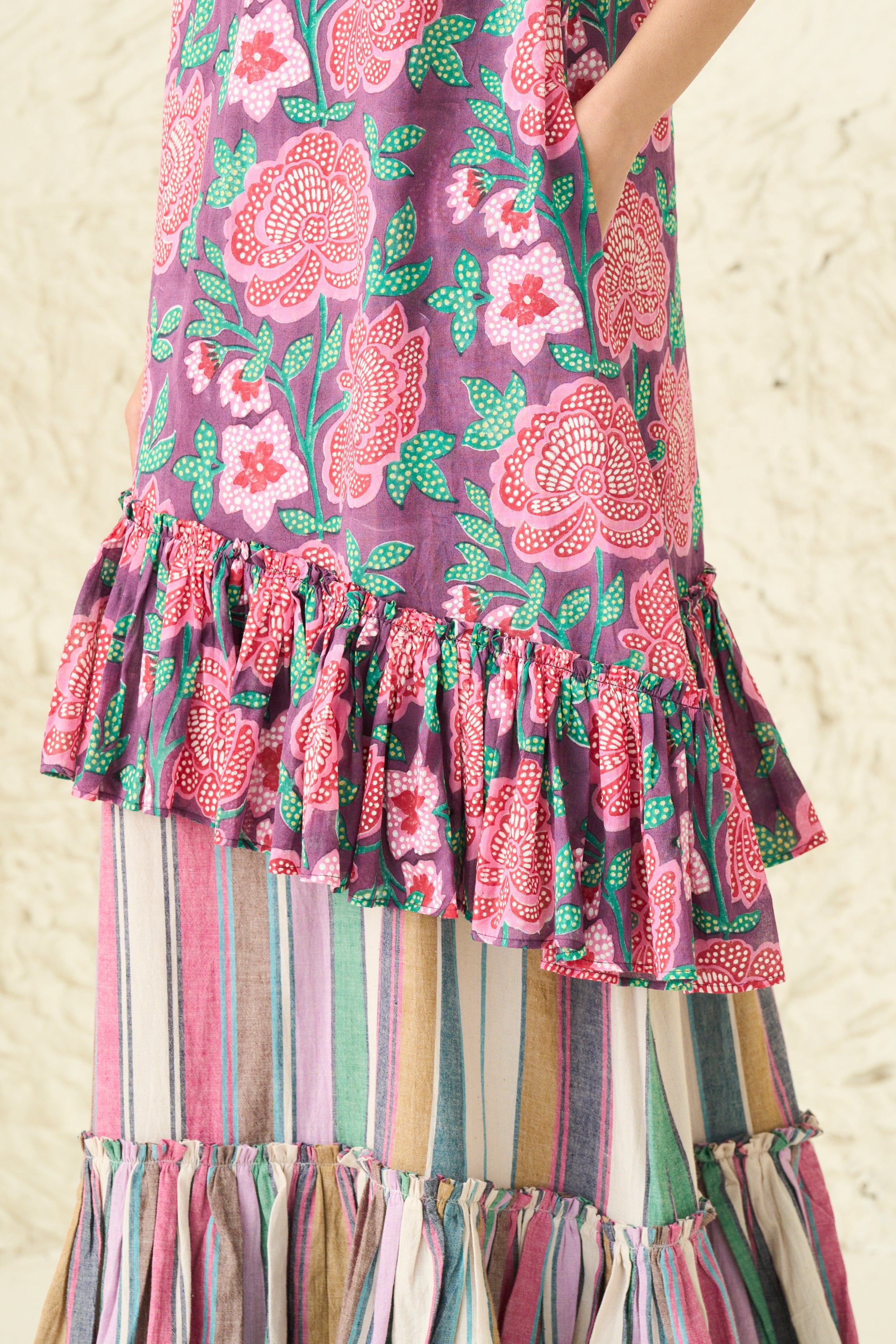 ZIYA DRES | ROSETTE PLUM X JUNO STRIPE