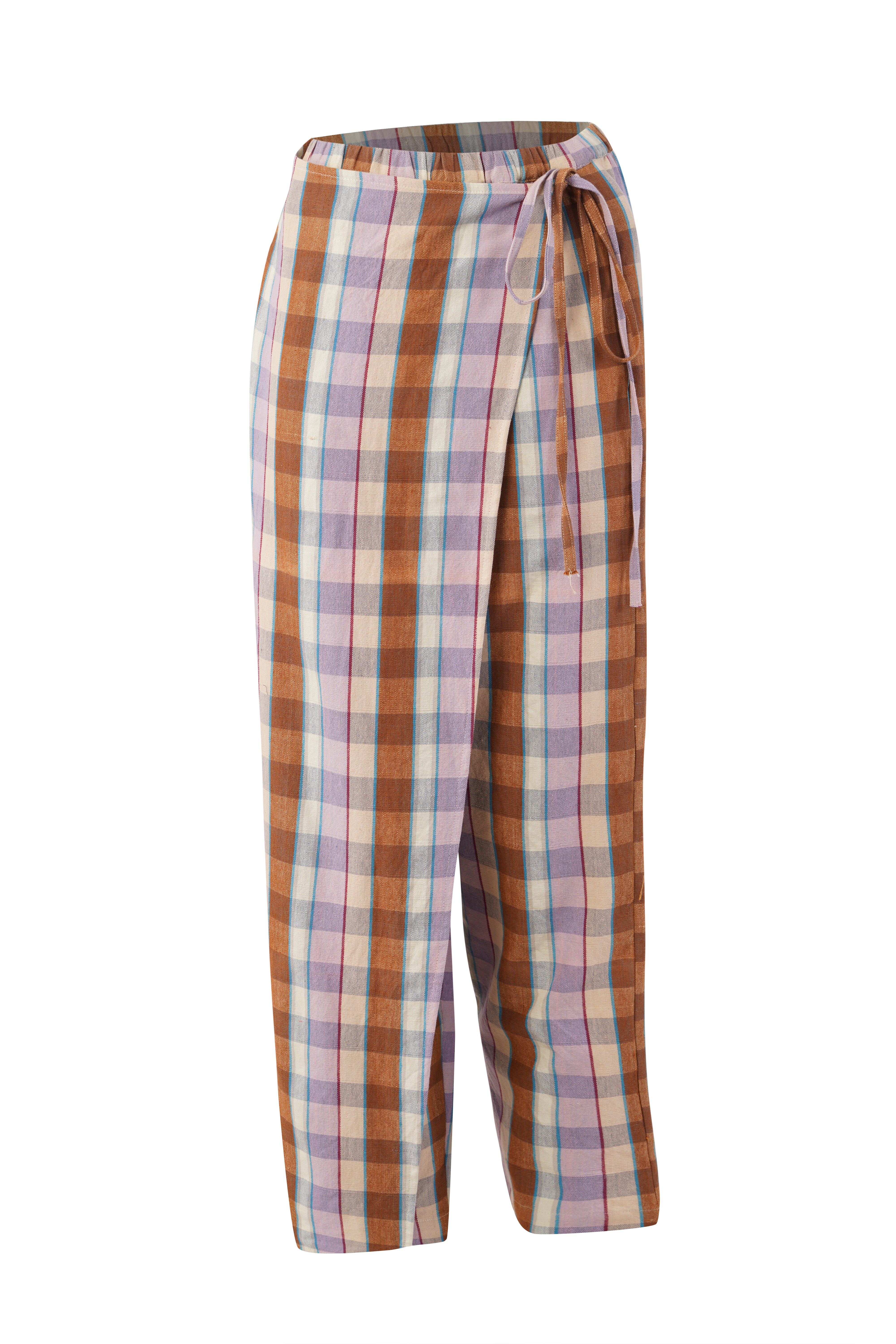 HALF WRAP PANT | CHESTNUT CHEX