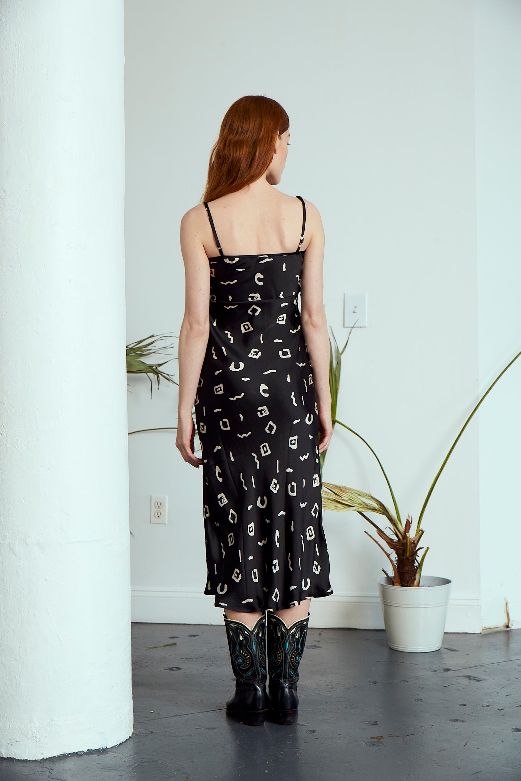 Frida Slip Dress | Aztec Black Block Print