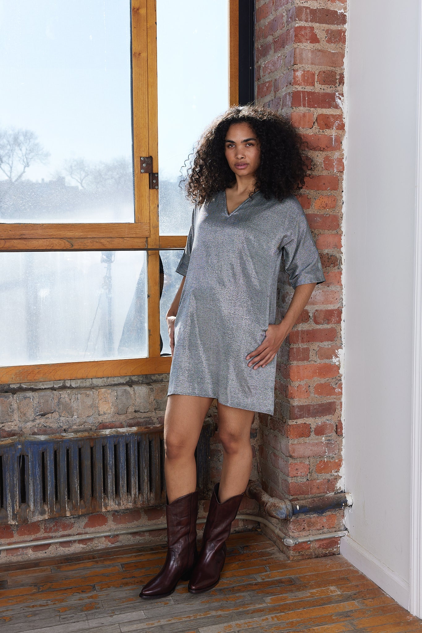 MEL MINI DRESS | ONXY METALLIC