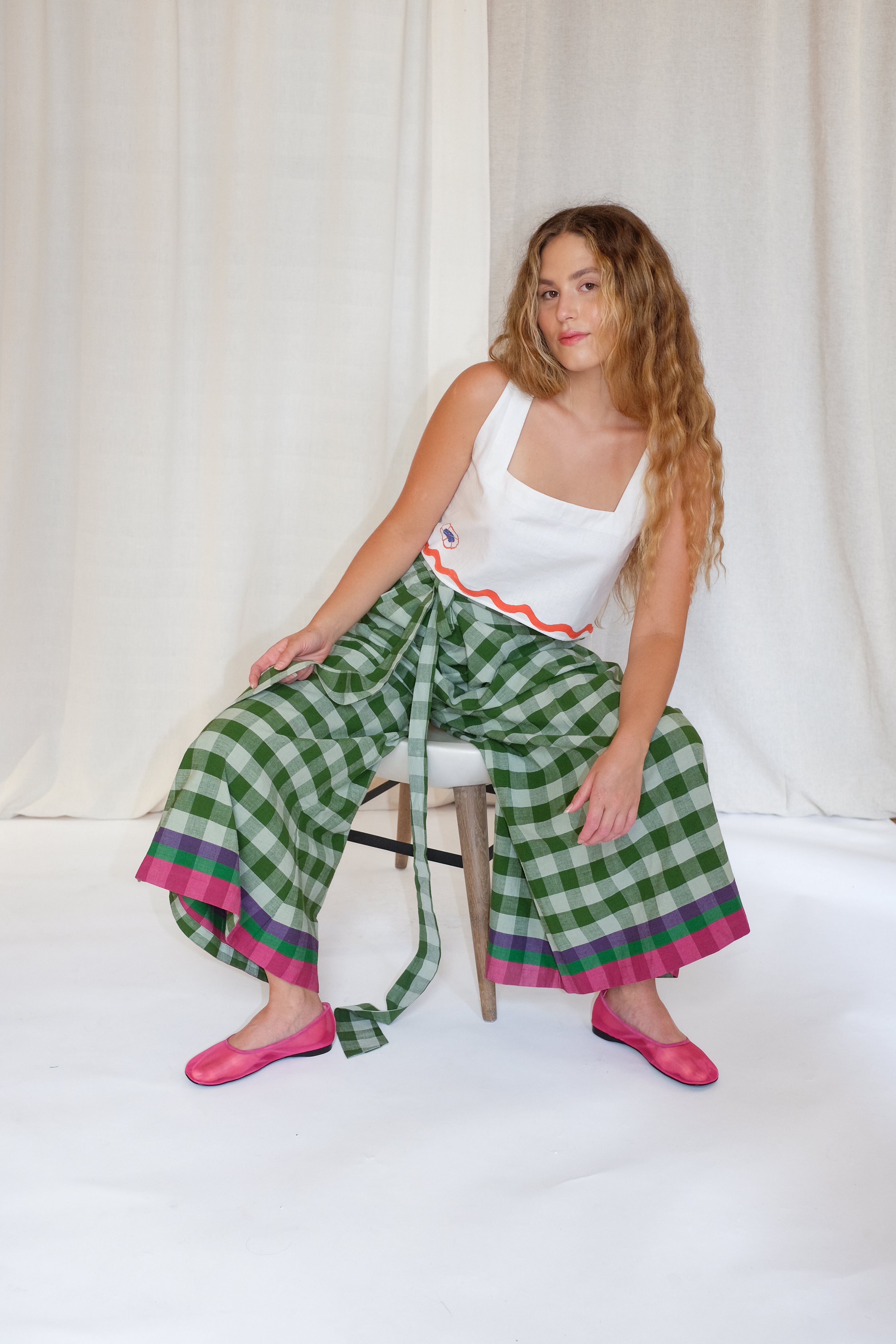 SARA WRAP PANTS | WATERMELON CHEX