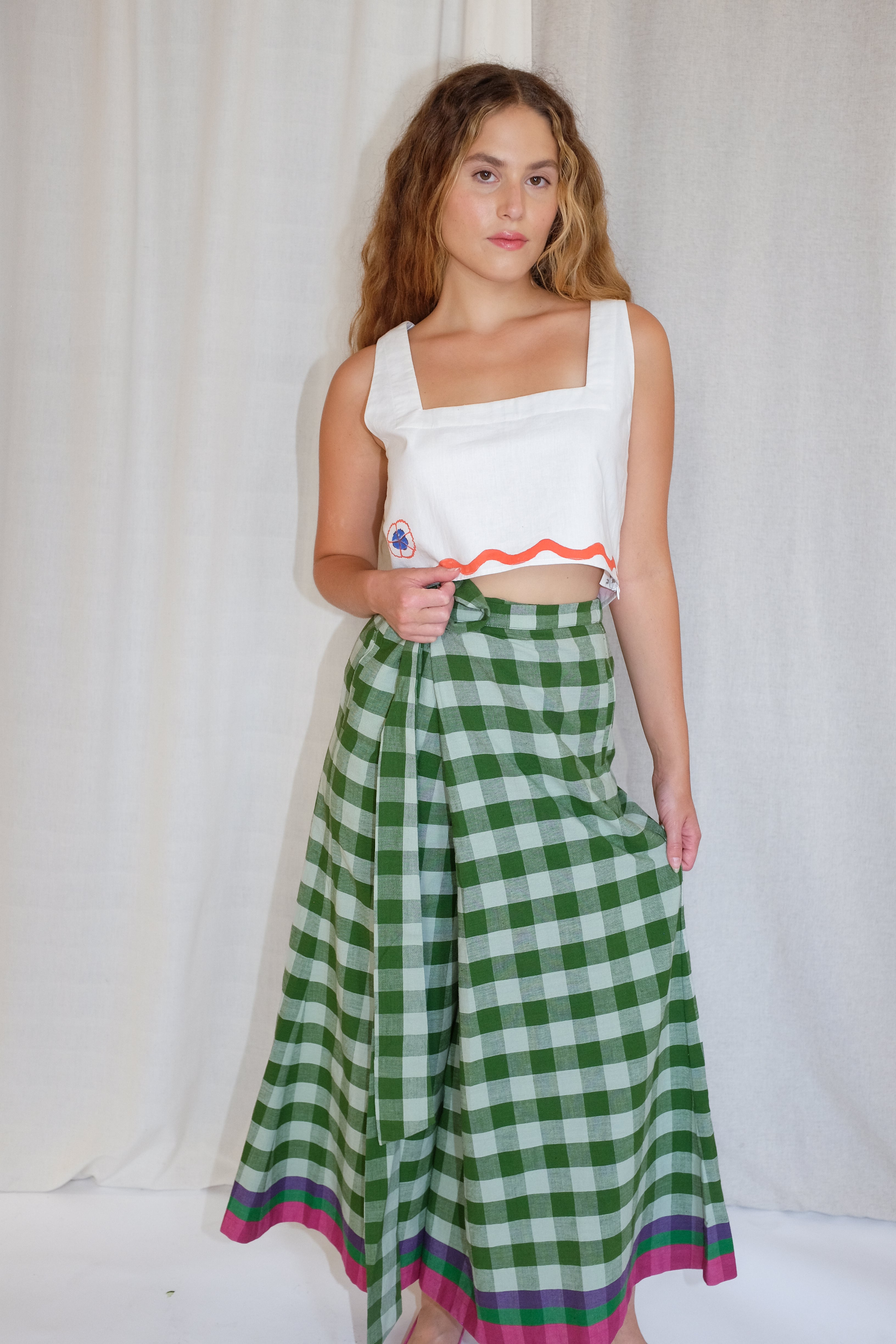 SARA WRAP PANTS | WATERMELON CHEX