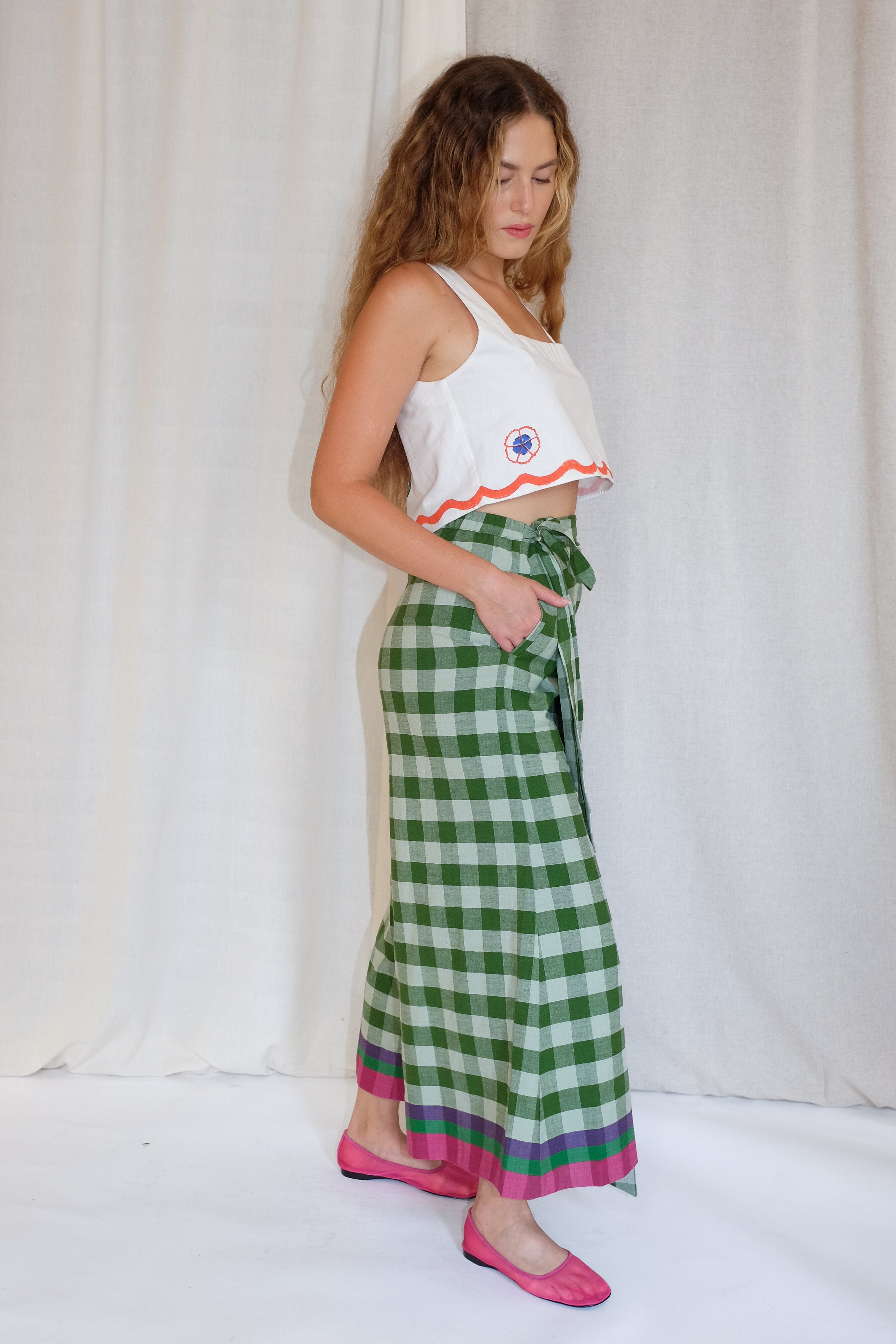 SARA WRAP PANTS | WATERMELON CHEX