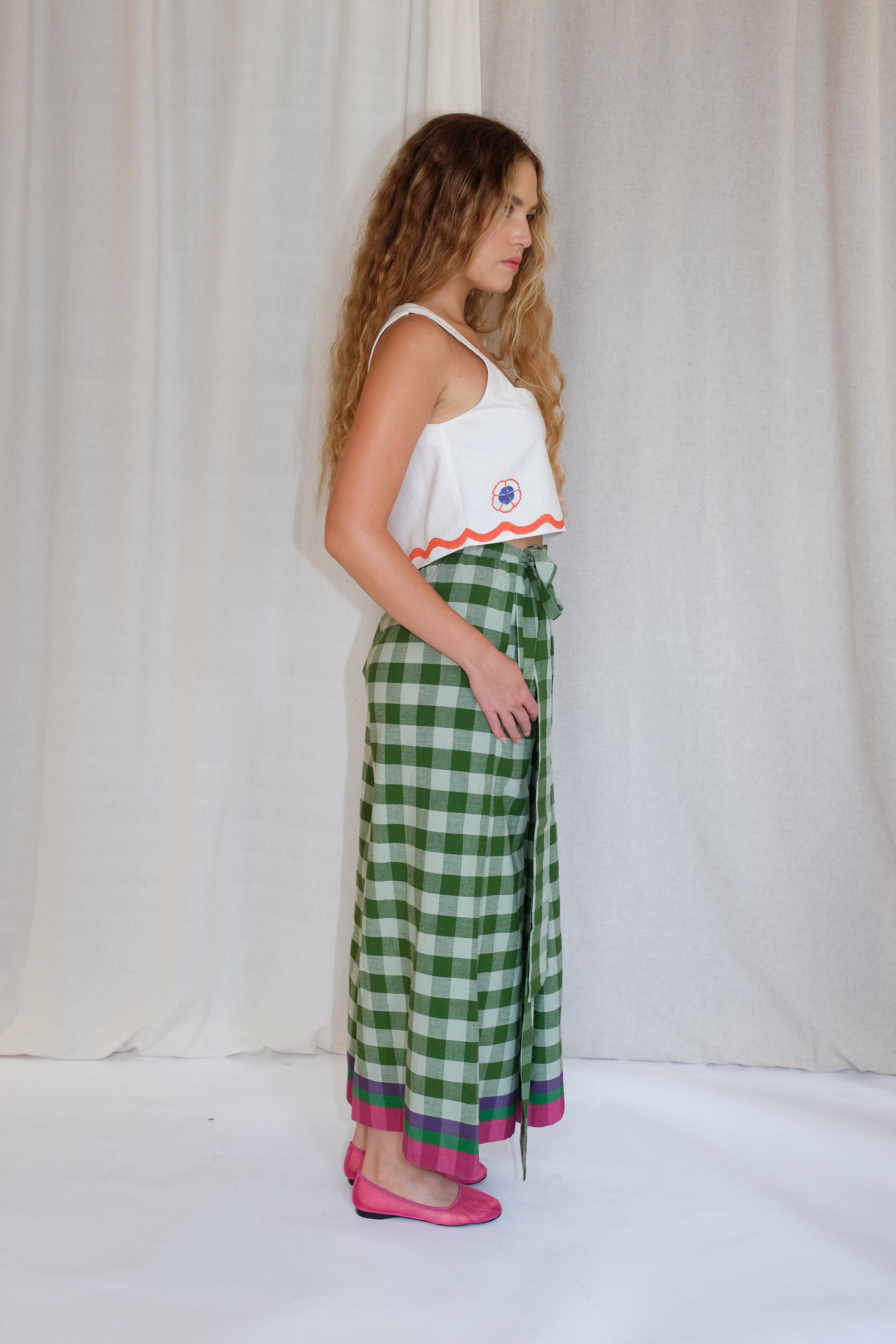 SARA WRAP PANTS | WATERMELON CHEX