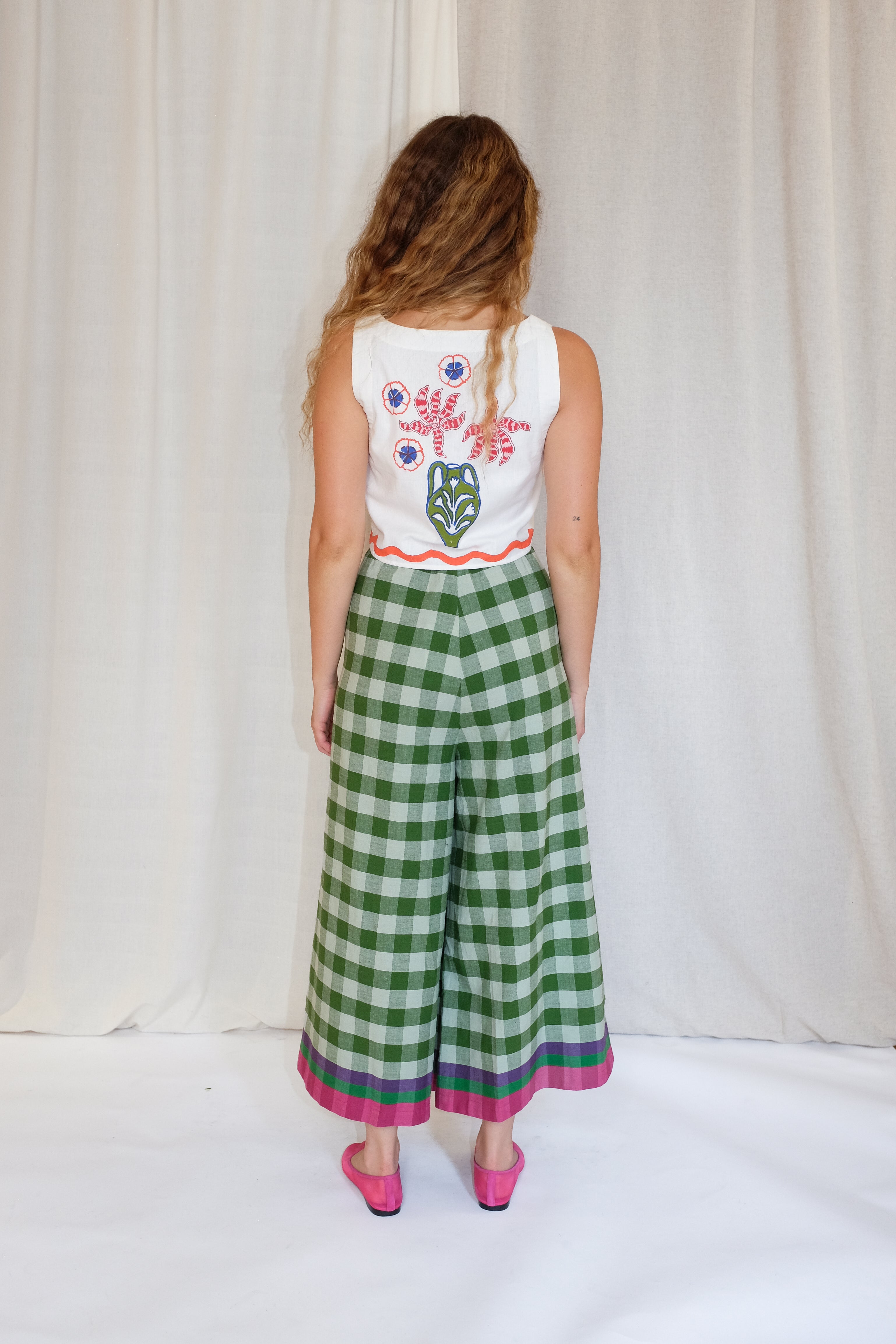 SARA WRAP PANTS | WATERMELON CHEX