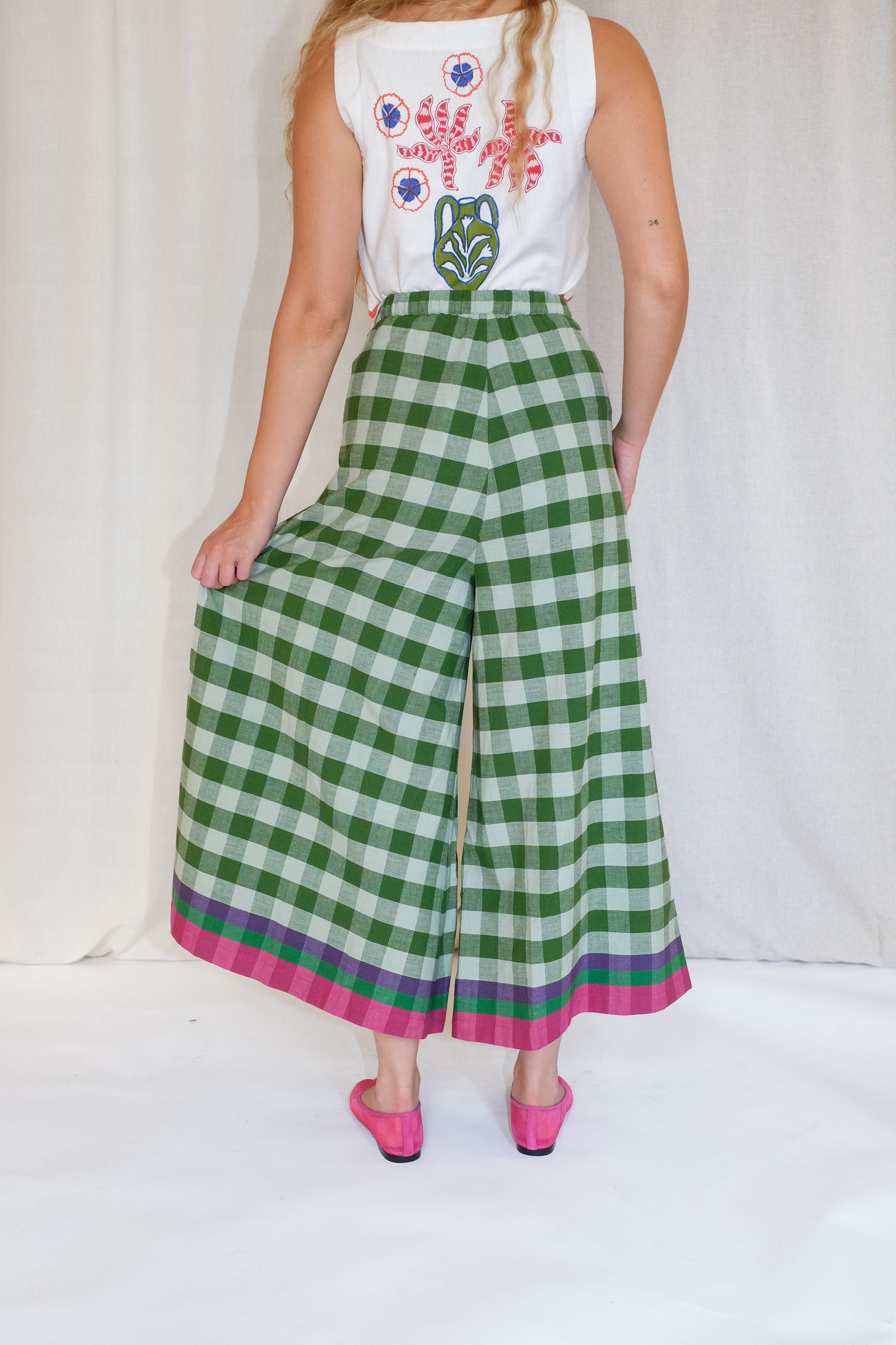 SARA WRAP PANTS | WATERMELON CHEX