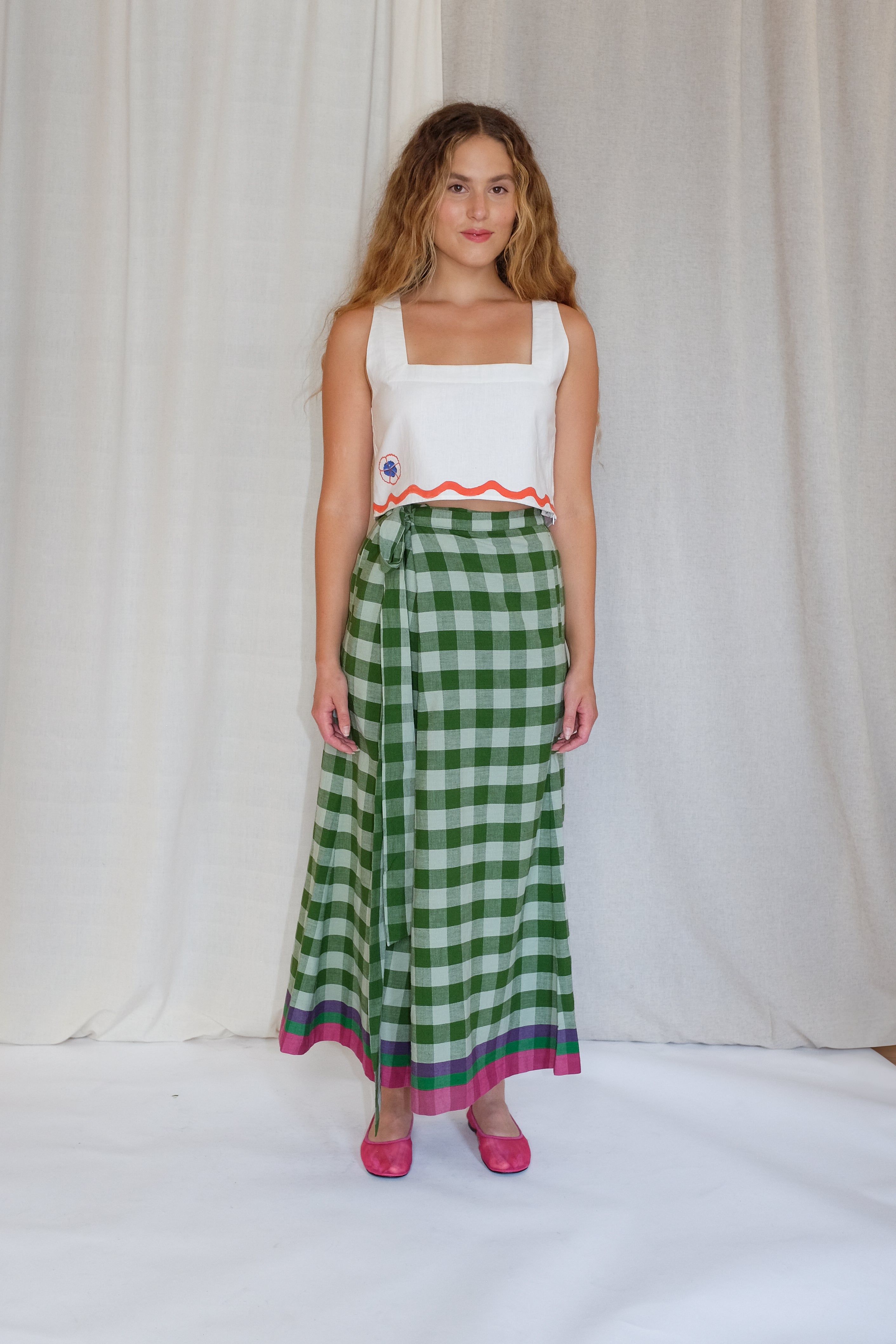 SARA WRAP PANTS | WATERMELON CHEX
