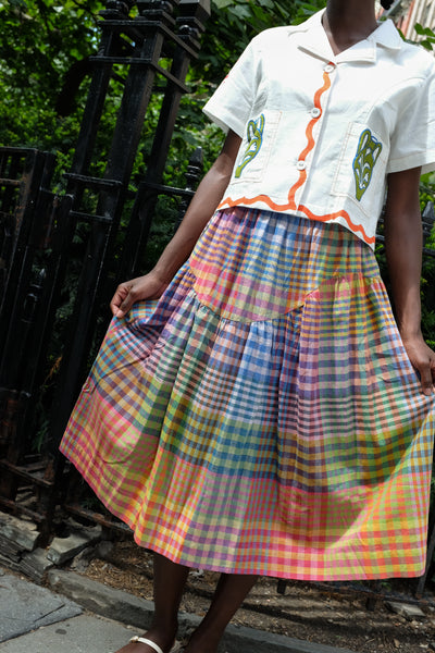 【WOOHWA】RAW CHECK SKIRT Designer fashion, Seoul-fully created | W Concept