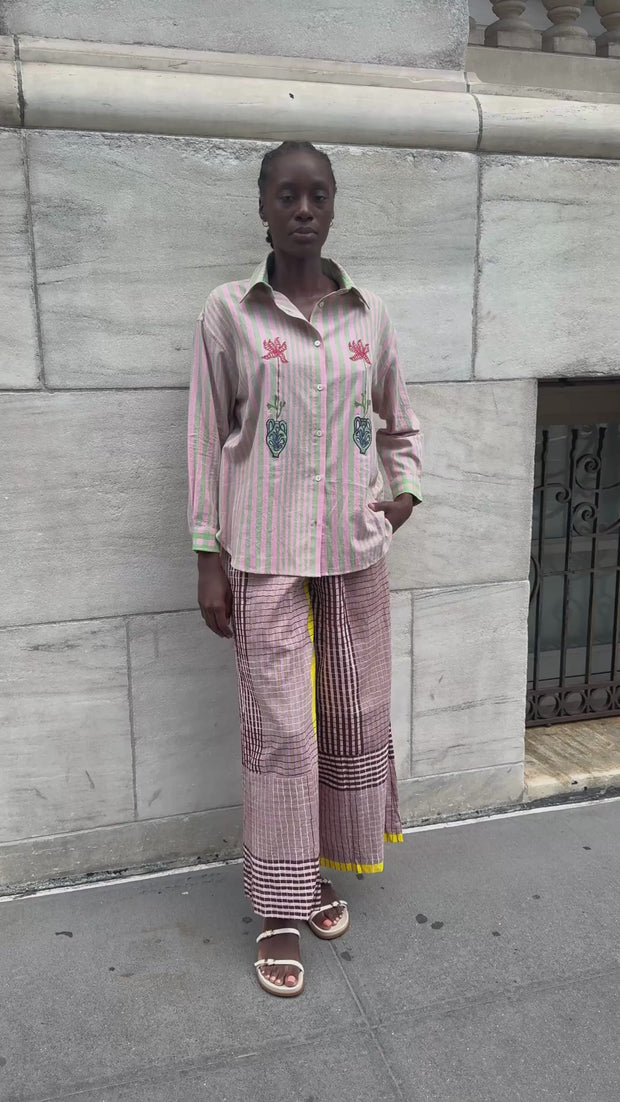 Buy AUSTIN PANTS | INK GRID BLOCK PRINT – Rujuta Sheth