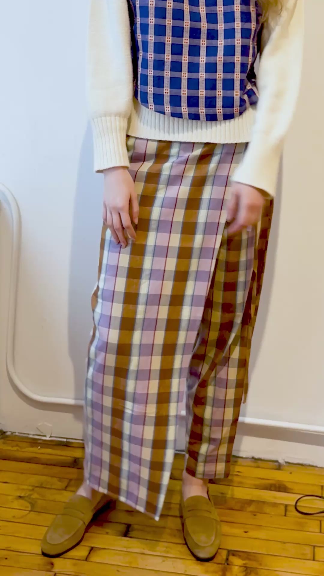 HALF WRAP PANT | CHESTNUT CHEX