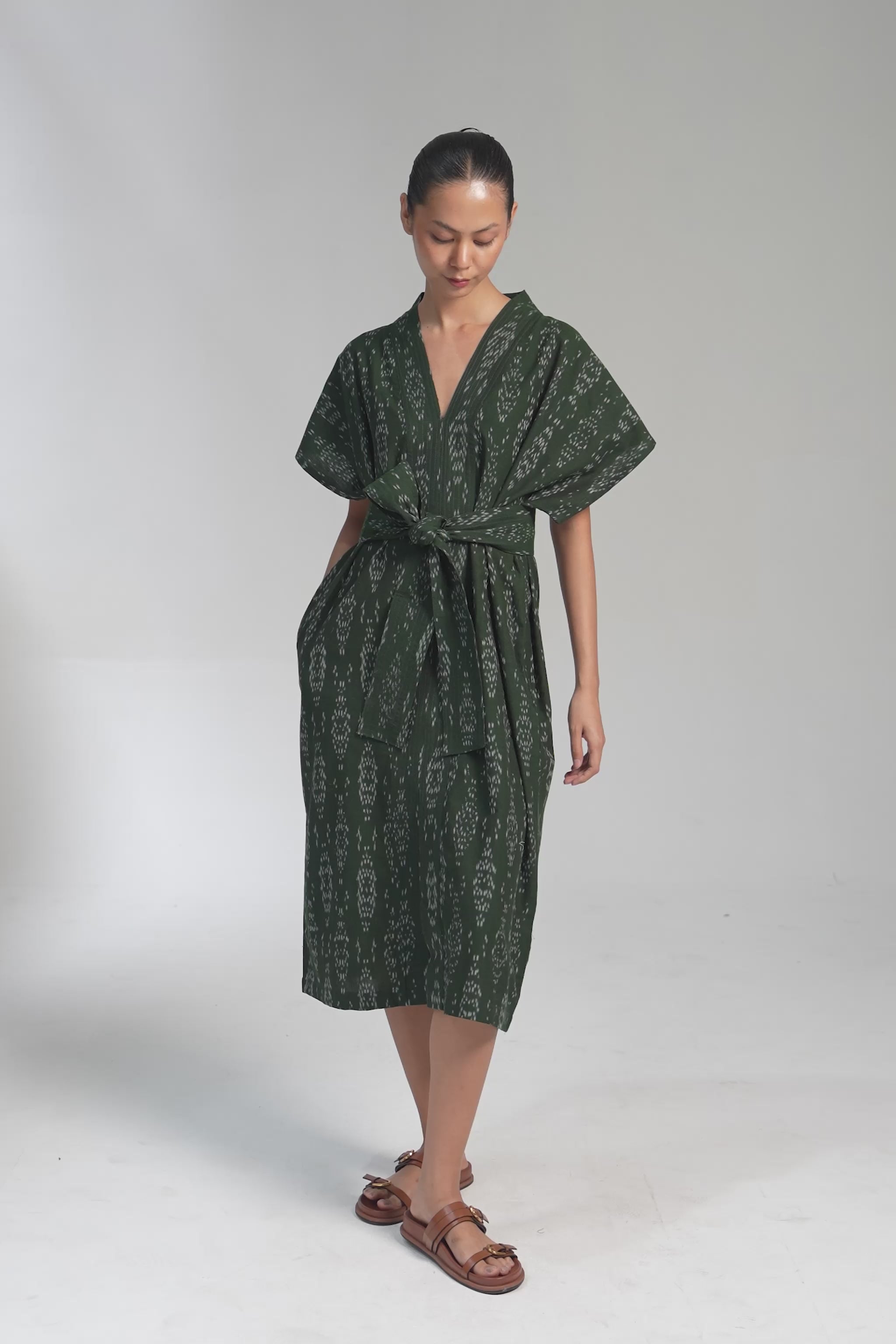 NAYA KAFTAN DRESS | FOREST IKAT