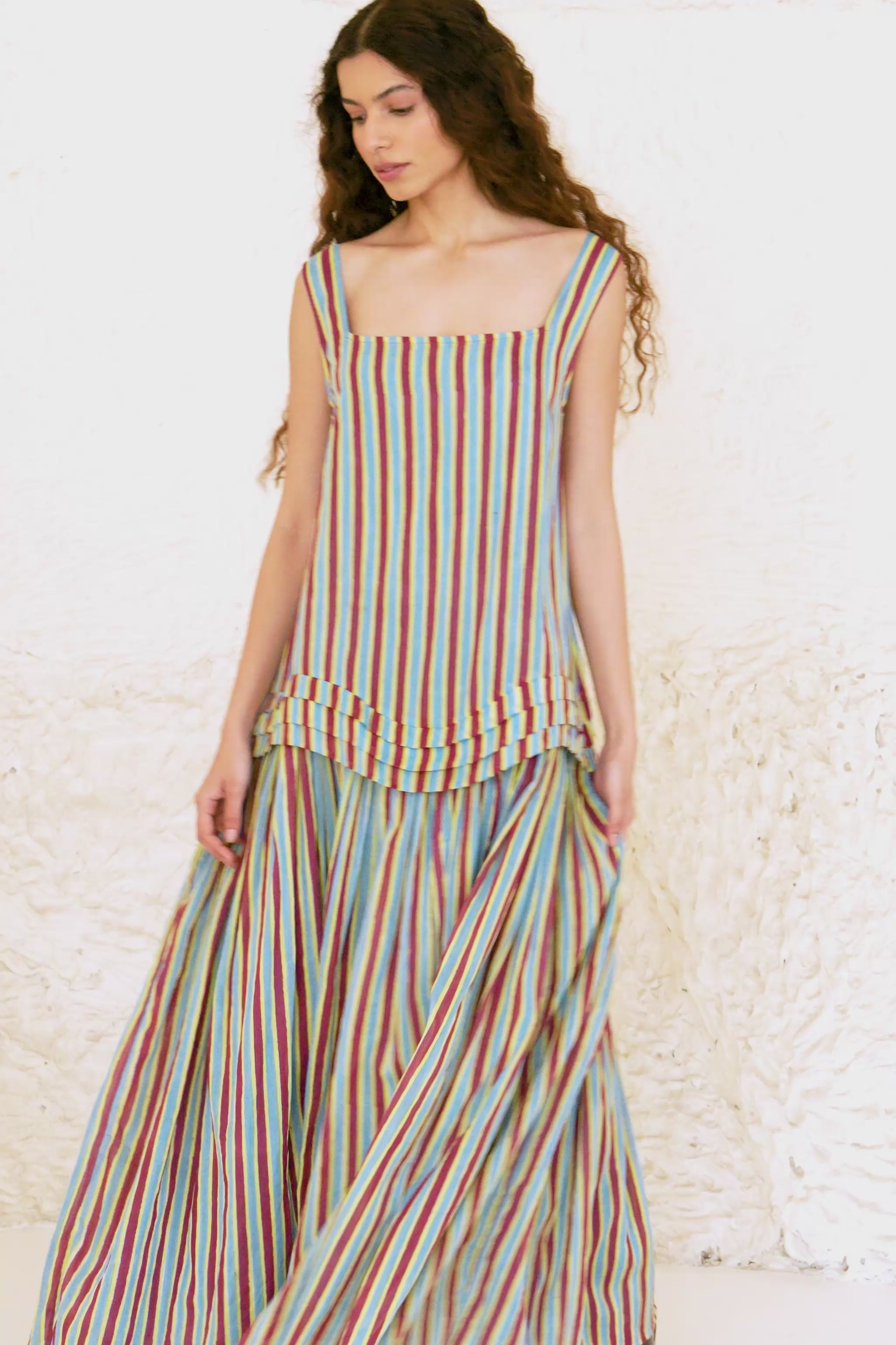 AMY DRESS | IRIS STRIPE LIME