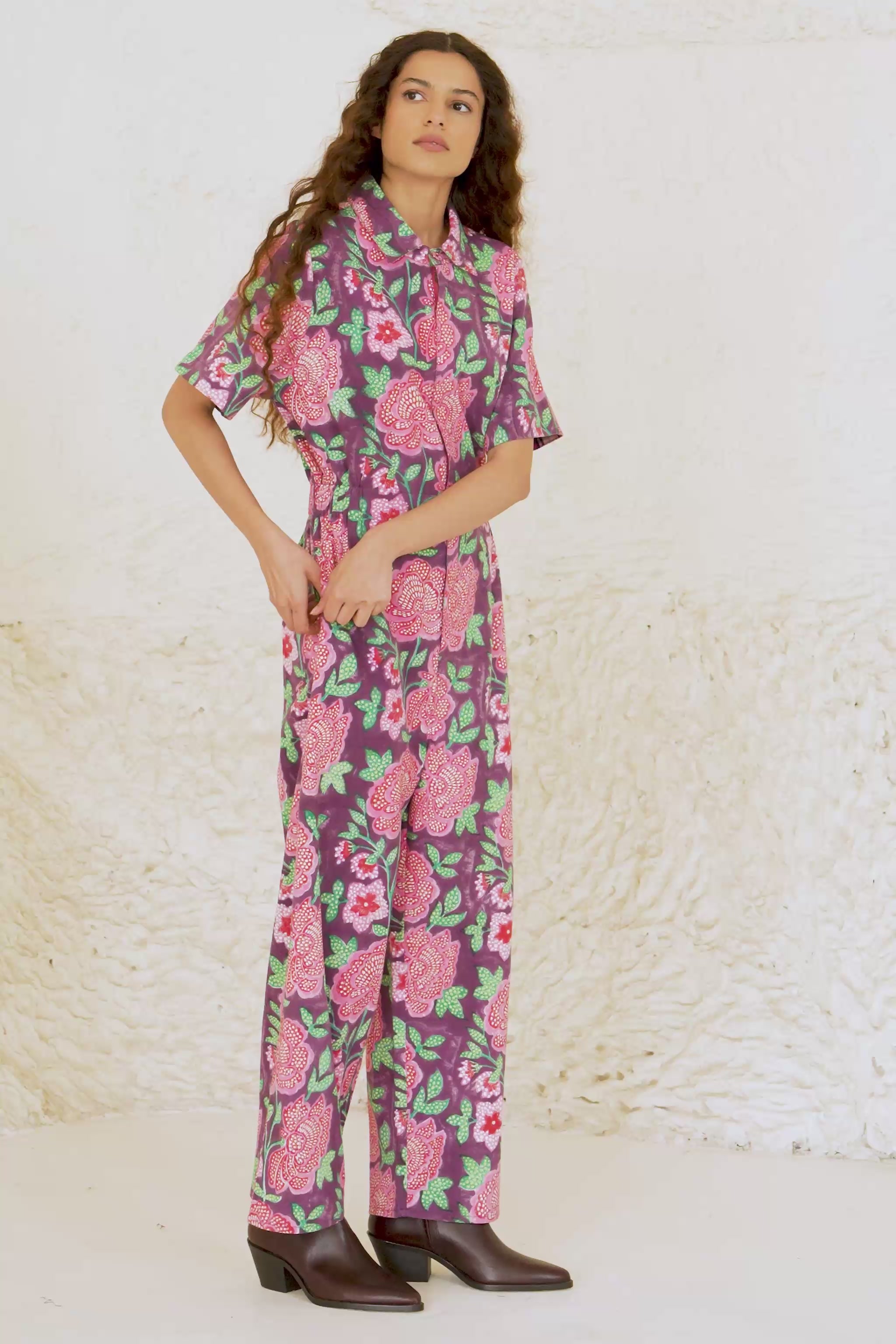 SKATER JUMPSUIT | ROSETTE PLUM