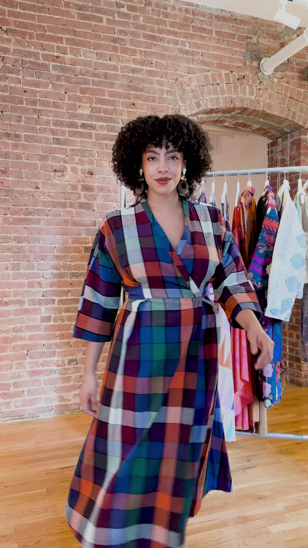 Buy NOVA WRAP DRESS | MOSAIC CHEX – Rujuta Sheth