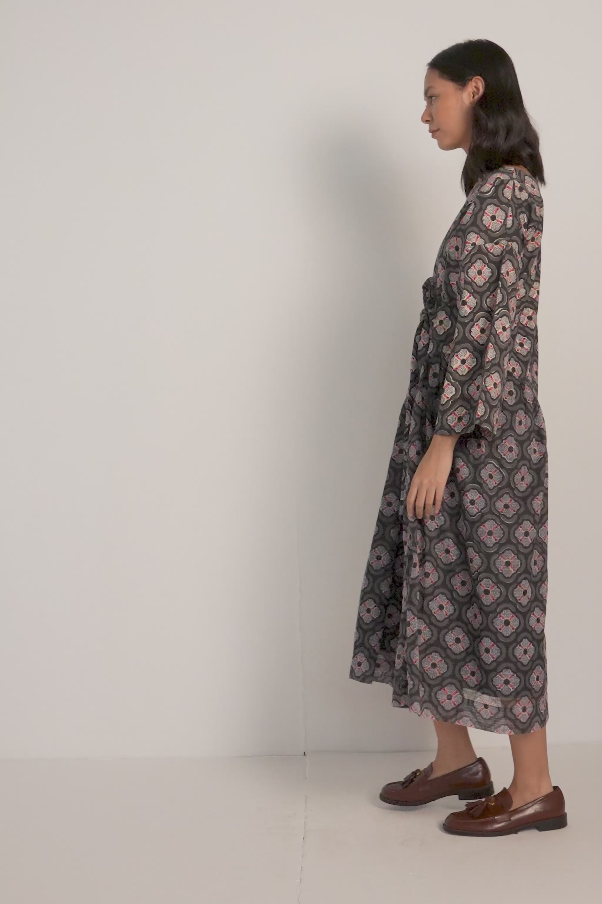 NOA DRESS | CHARCOAL BOTANICA