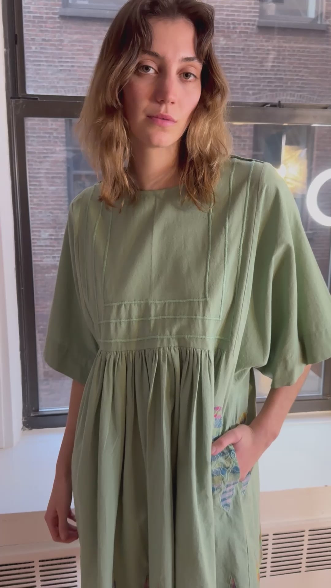 BAZAAR DRESS | SAGE APPLIQUE