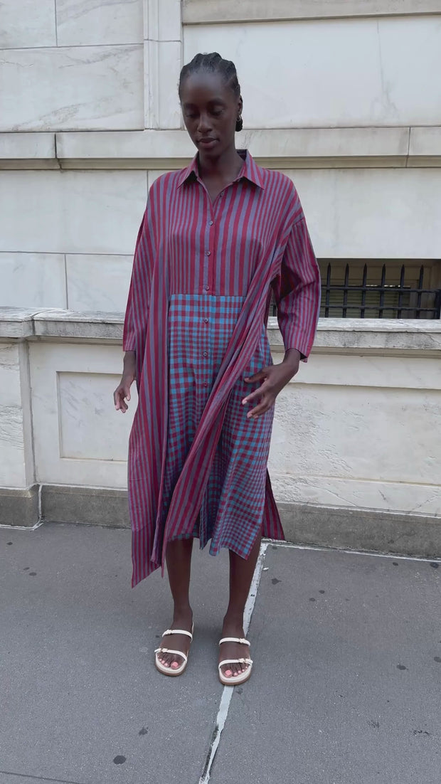 Buy ALEXANDRA SHIRT DRESS | BEACON STRIPE X CHEX – Rujuta Sheth