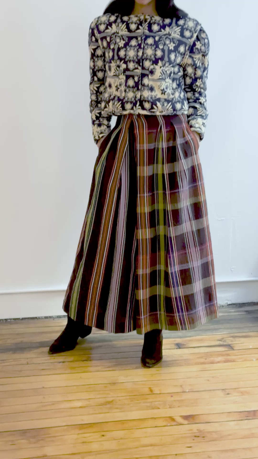 FRIDA PANTS | MOCHA CHEX X STRIPES