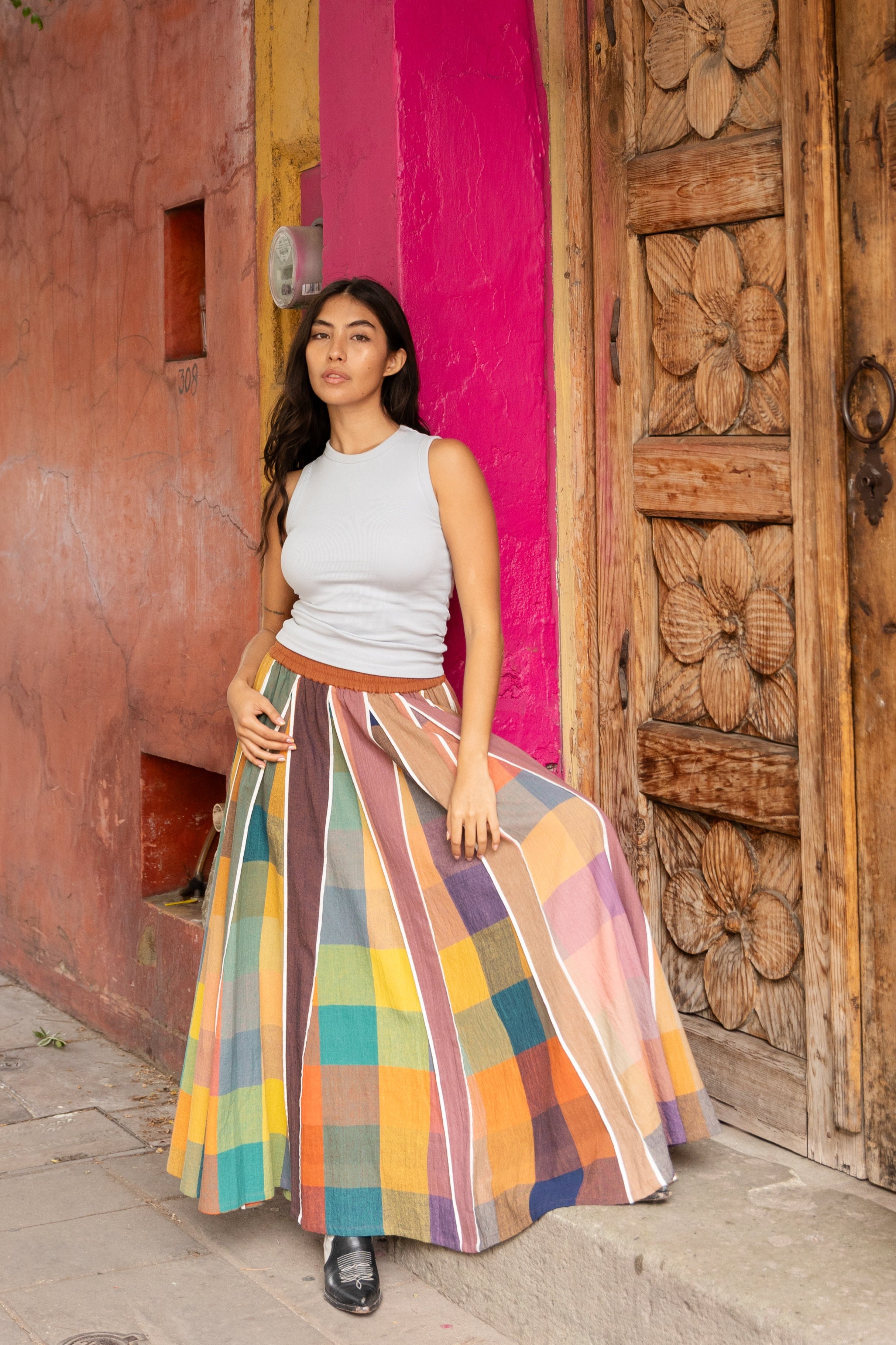 KATE SKIRT | CONFETTI CHEX X STRIPES