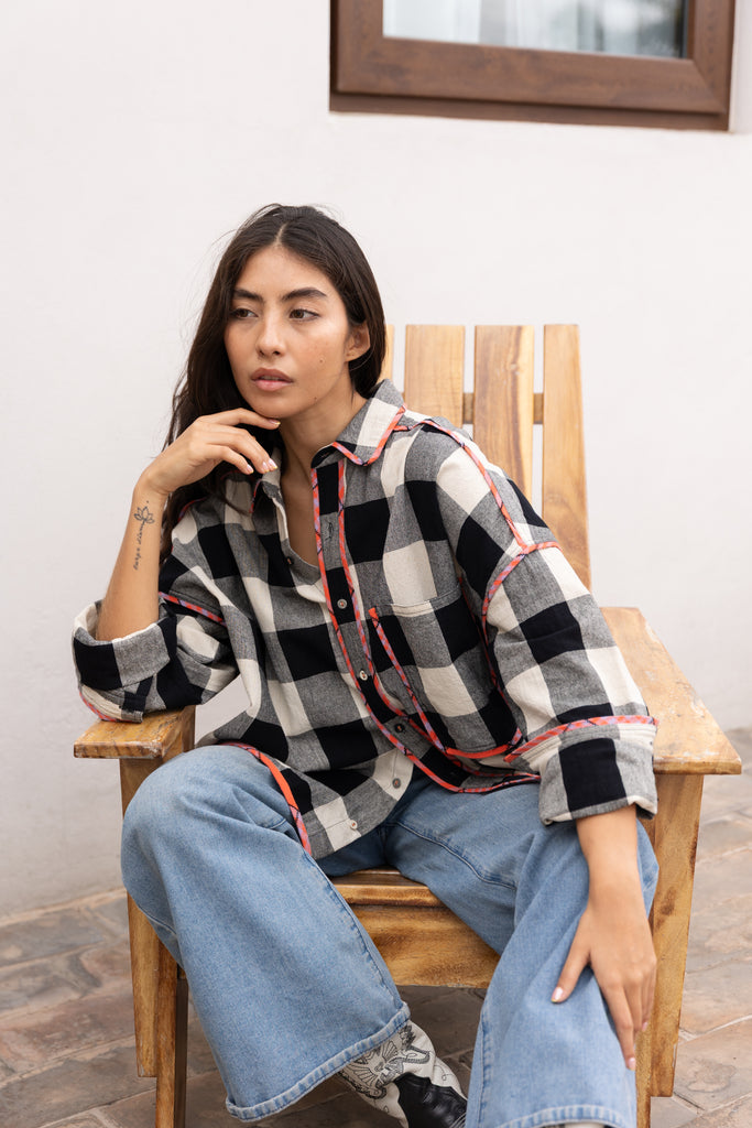 Buy ARTIST SHIRT | MONO CHEX X HIBISCUS GRID – Rujuta Sheth