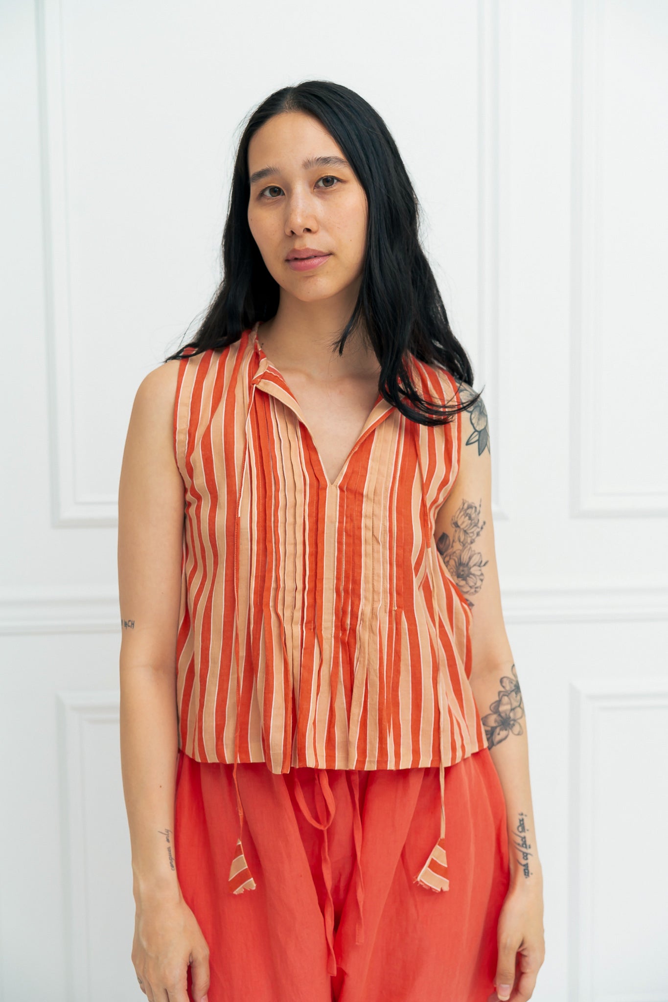 Chloe Shirt | Tangerine Stripe